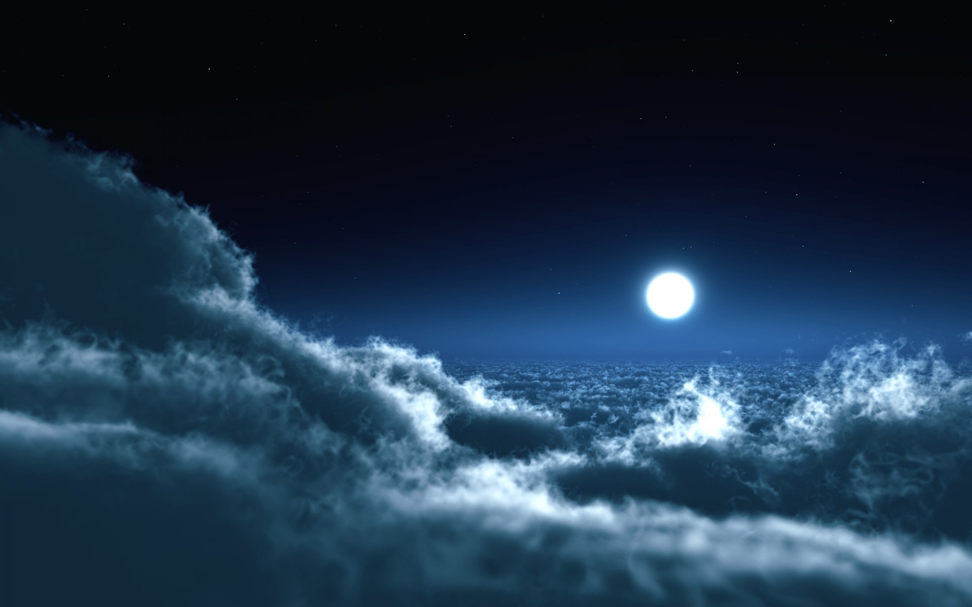 landscape moon night sky clouds photo