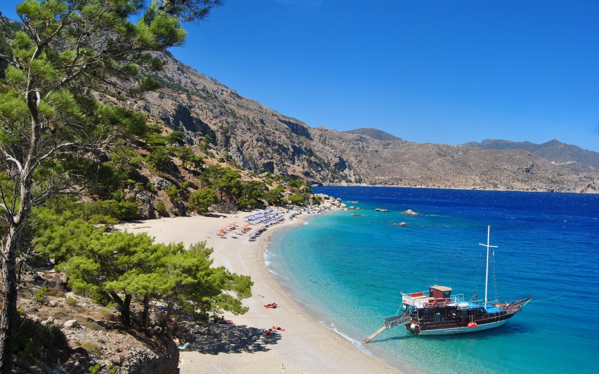 griechenland strand meer yacht sommer