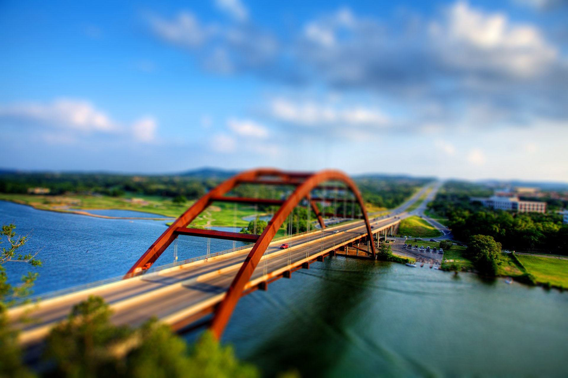 tilt shift bridge road