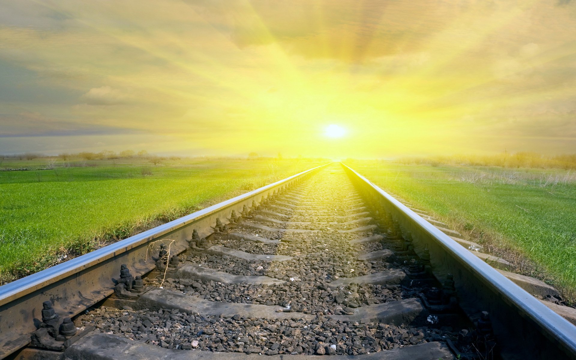 railroad sun bright