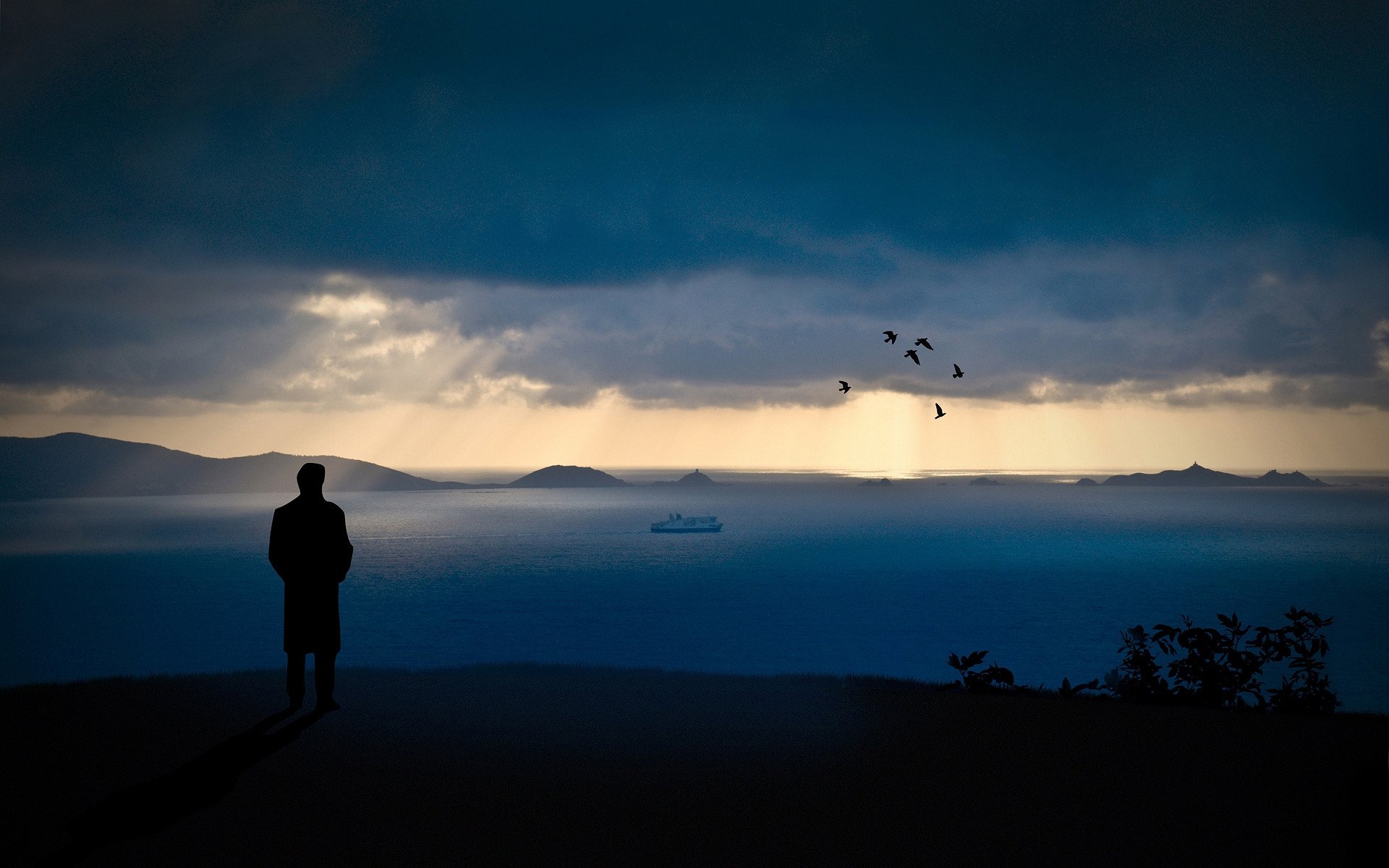 moods mood people man men guys style landscapes water rocks mountains view sky night evening romance