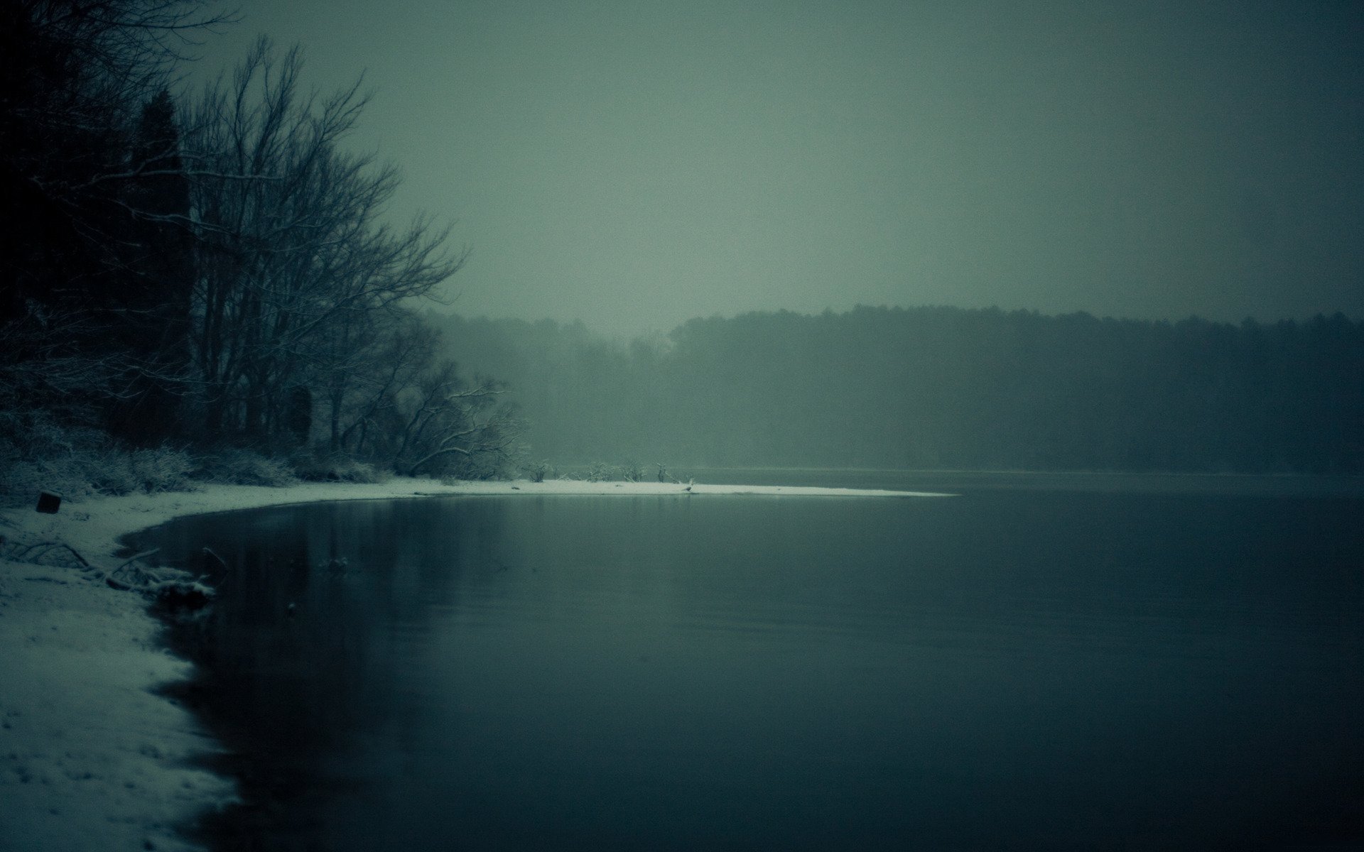 winter fluss landschaften natur bäume am frühen morgen wald