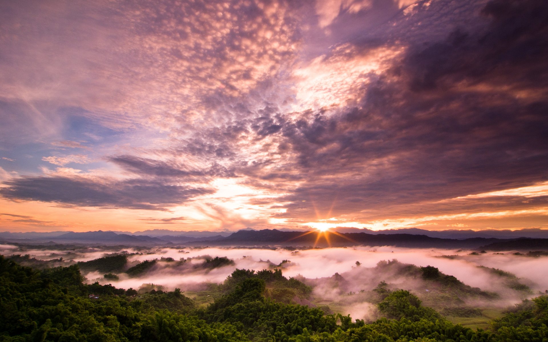 taiwán puesta del sol nubes