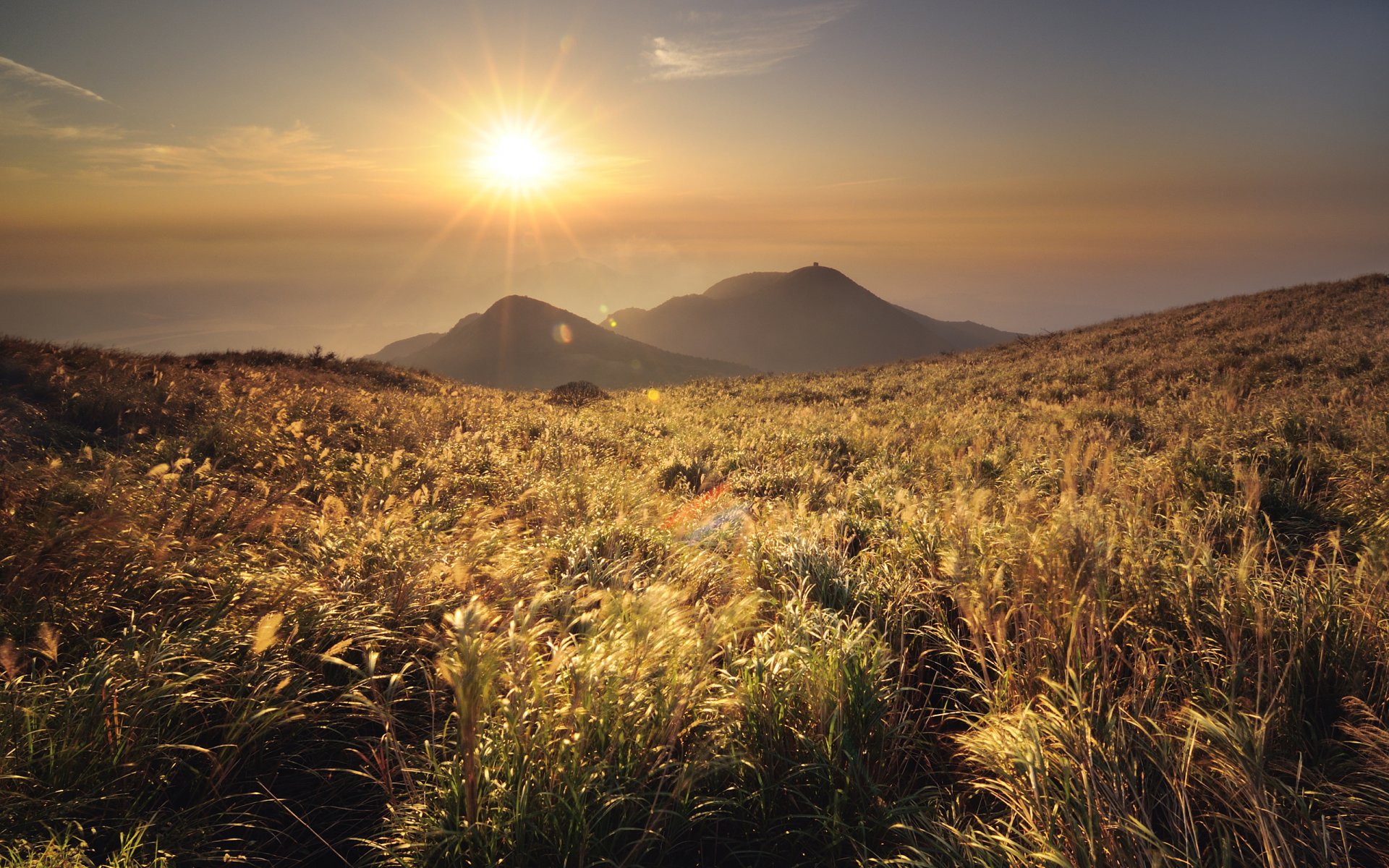 landschaften china berge gras berg hügel sonne blick orte schöne natur himmel morgen