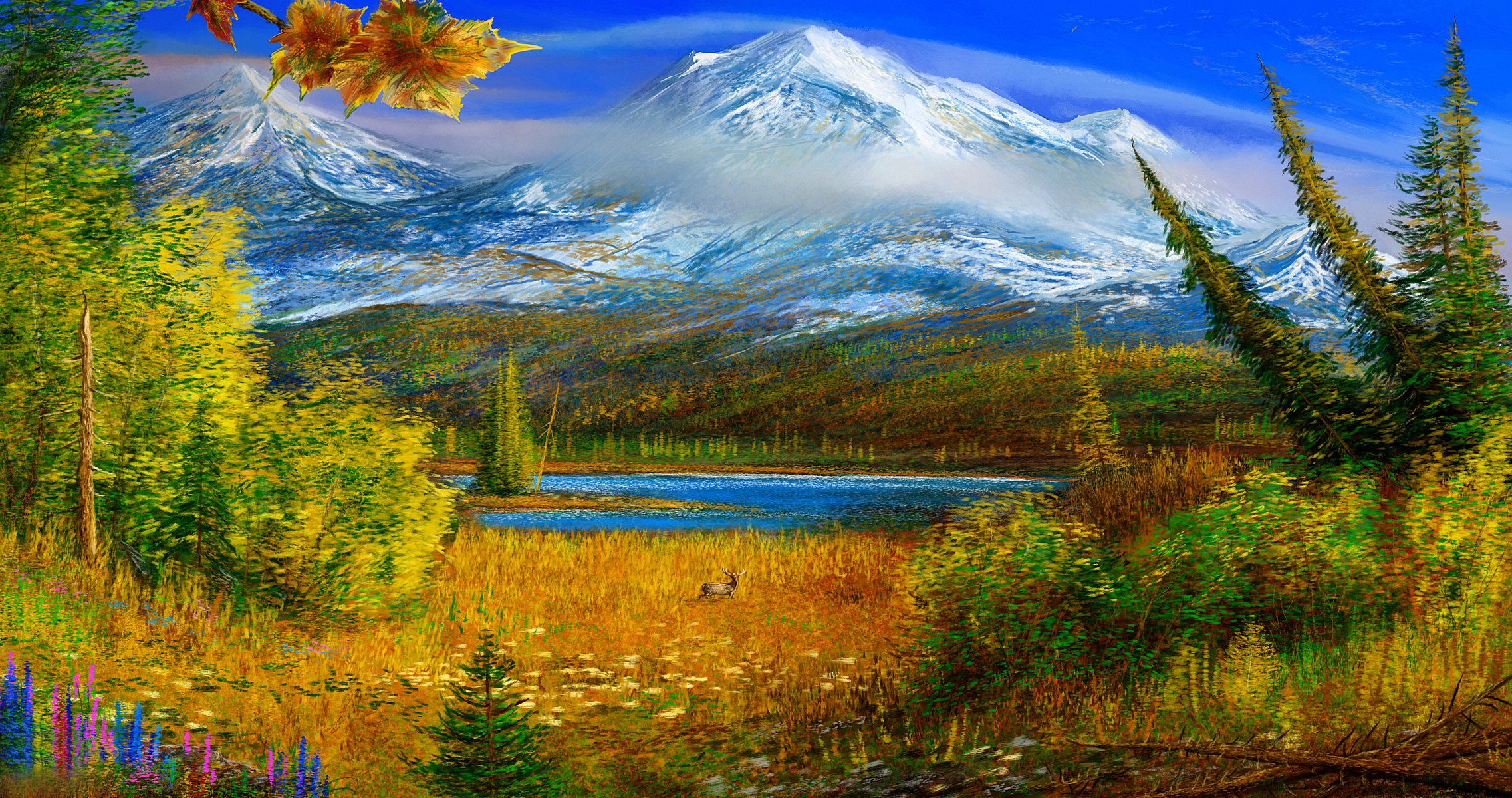 alaska autunno montagne pittura