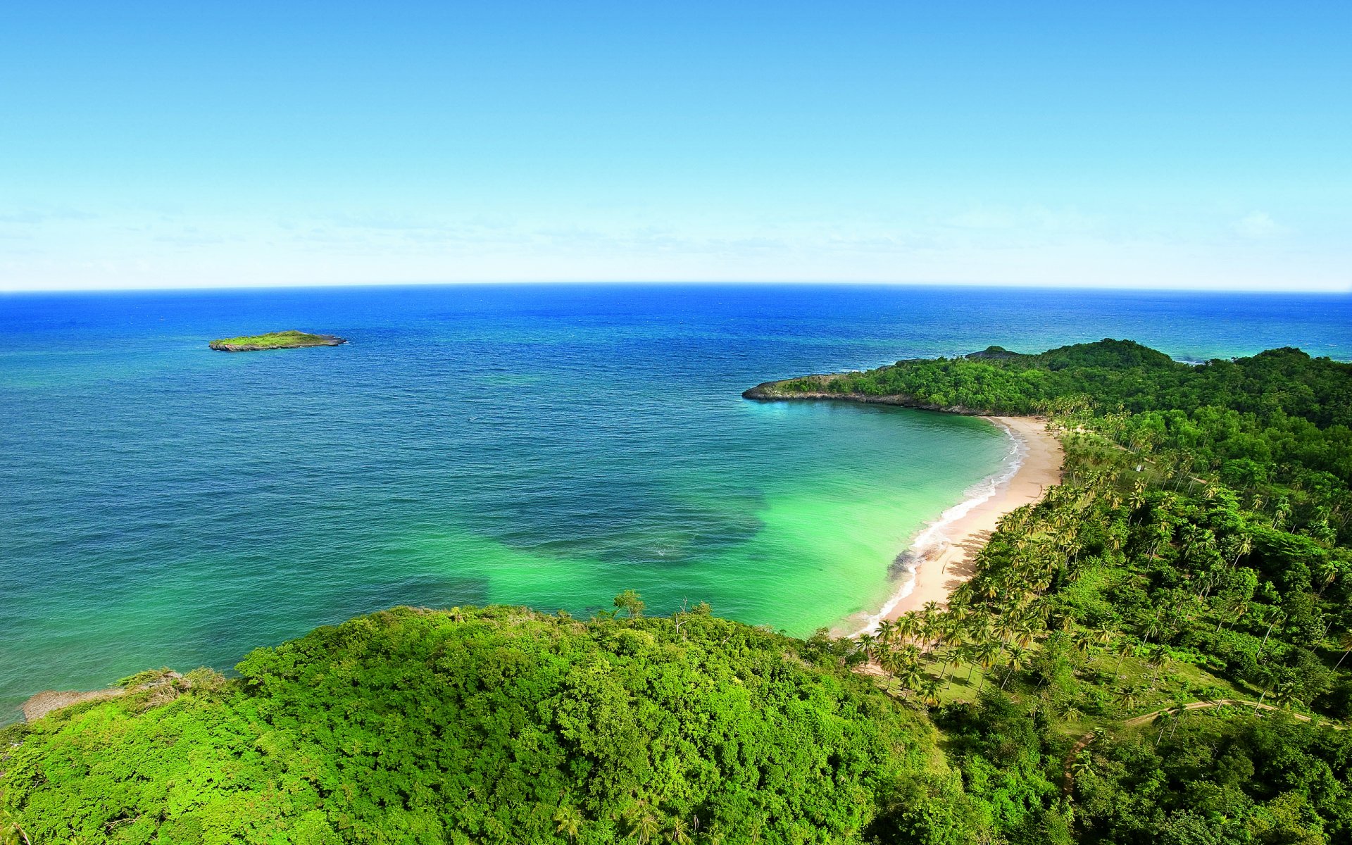 océano islas horizonte palmeras