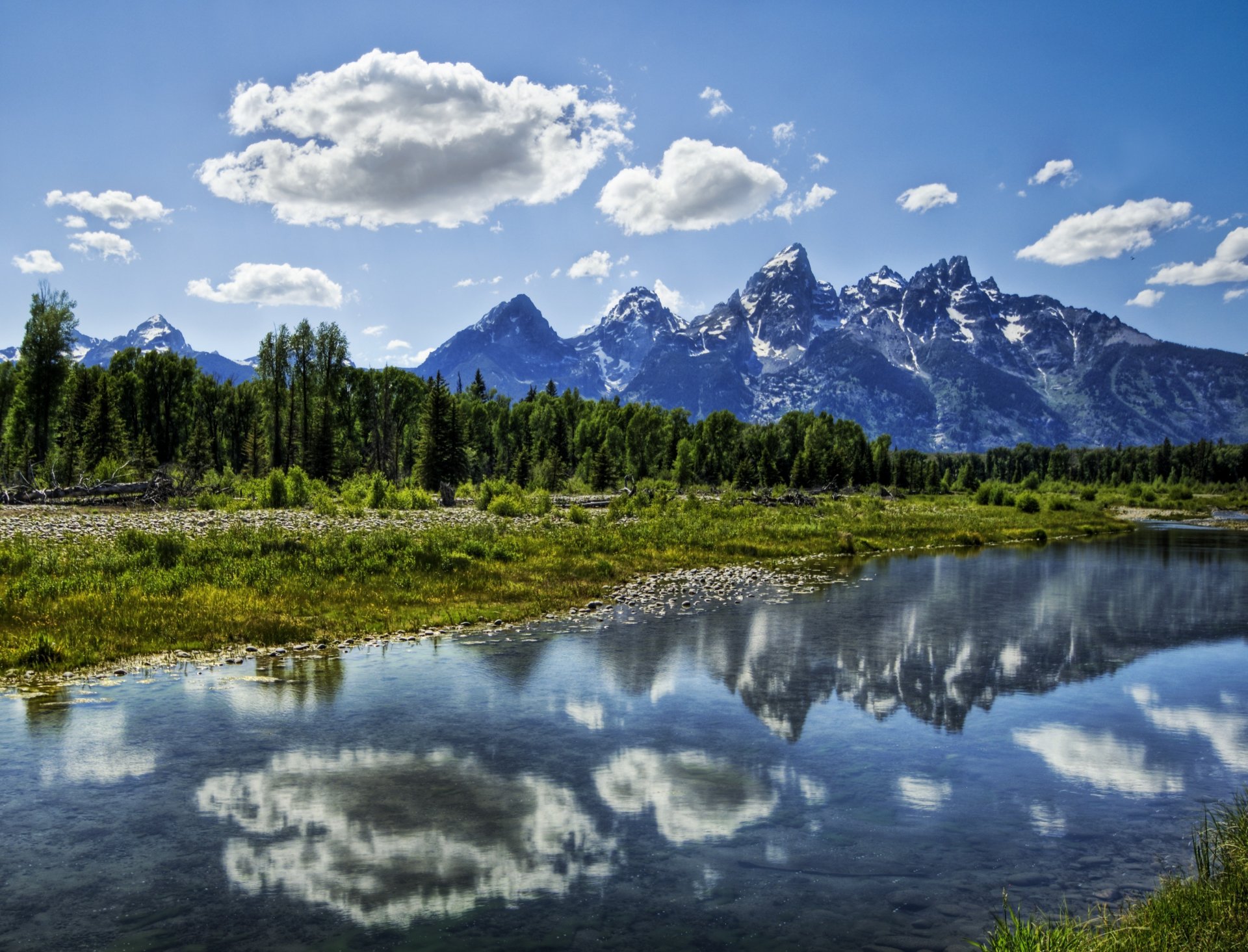 nature creek forest clouds mountain