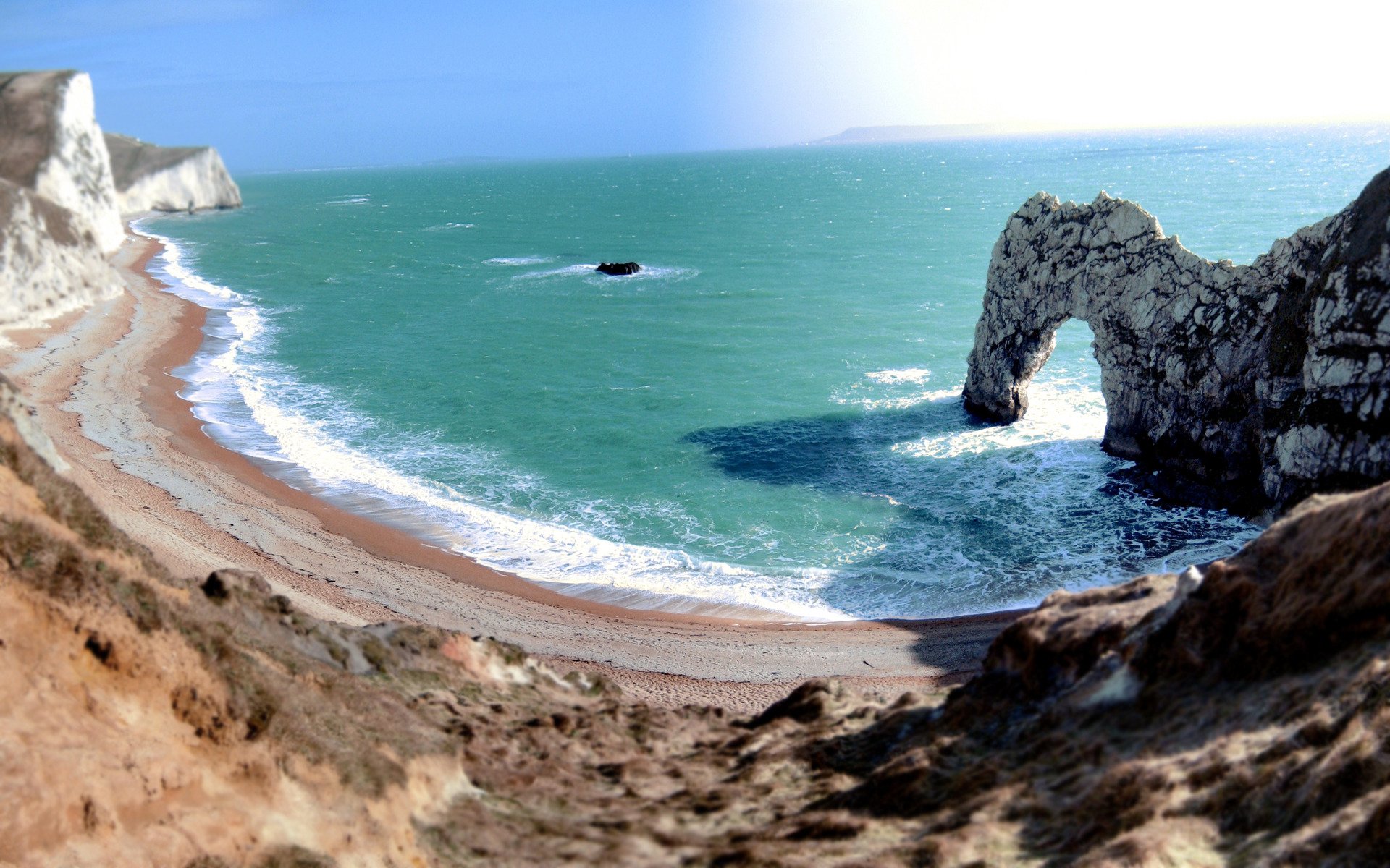 paesaggi archi roccia onde rocce arco inghilterra riva pietra rocce acqua mare costa spiagge sabbia erba