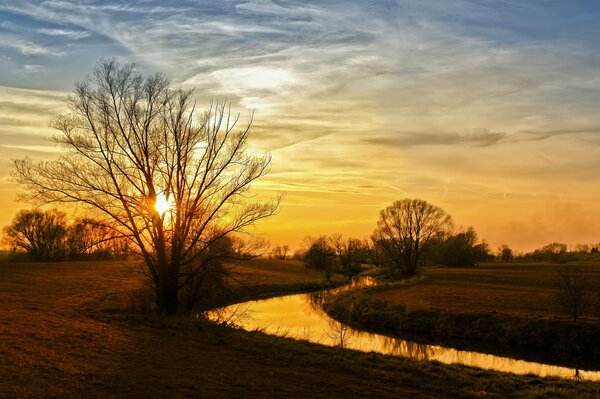 Landschaft Natur Herbst und Flussufer