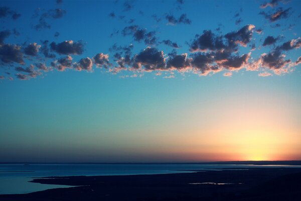 Beautiful sunset in the evening on the seashore