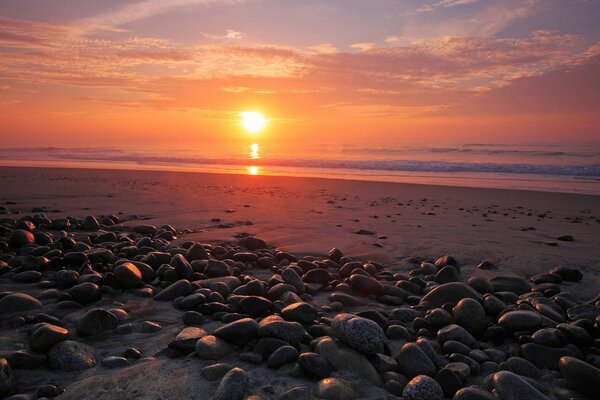 Romantic sunset on the coast