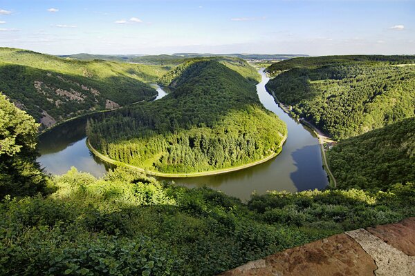 Beautiful landscape. Turn of the river in Germany