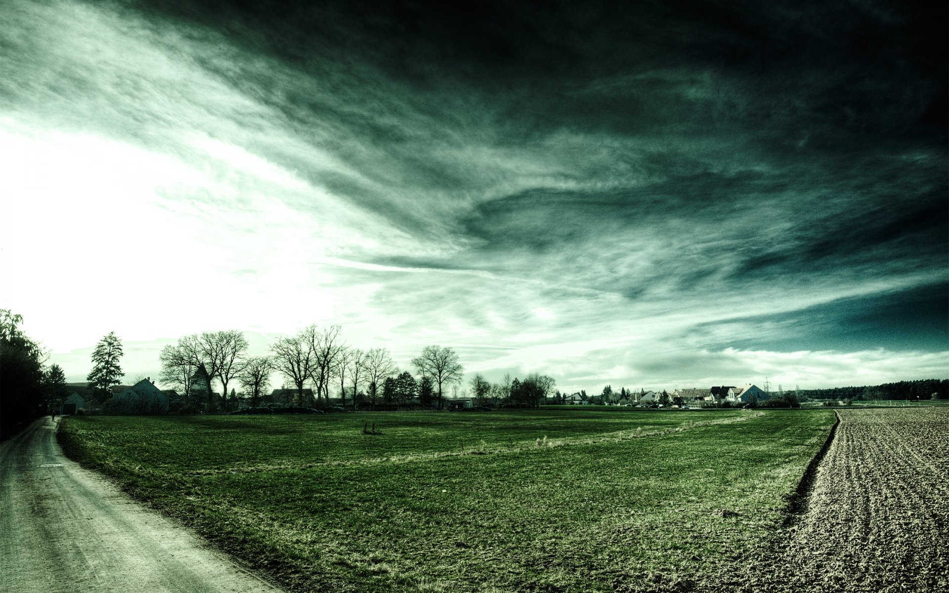 häuser straßen feld landschaft himmel wolken autobahnen