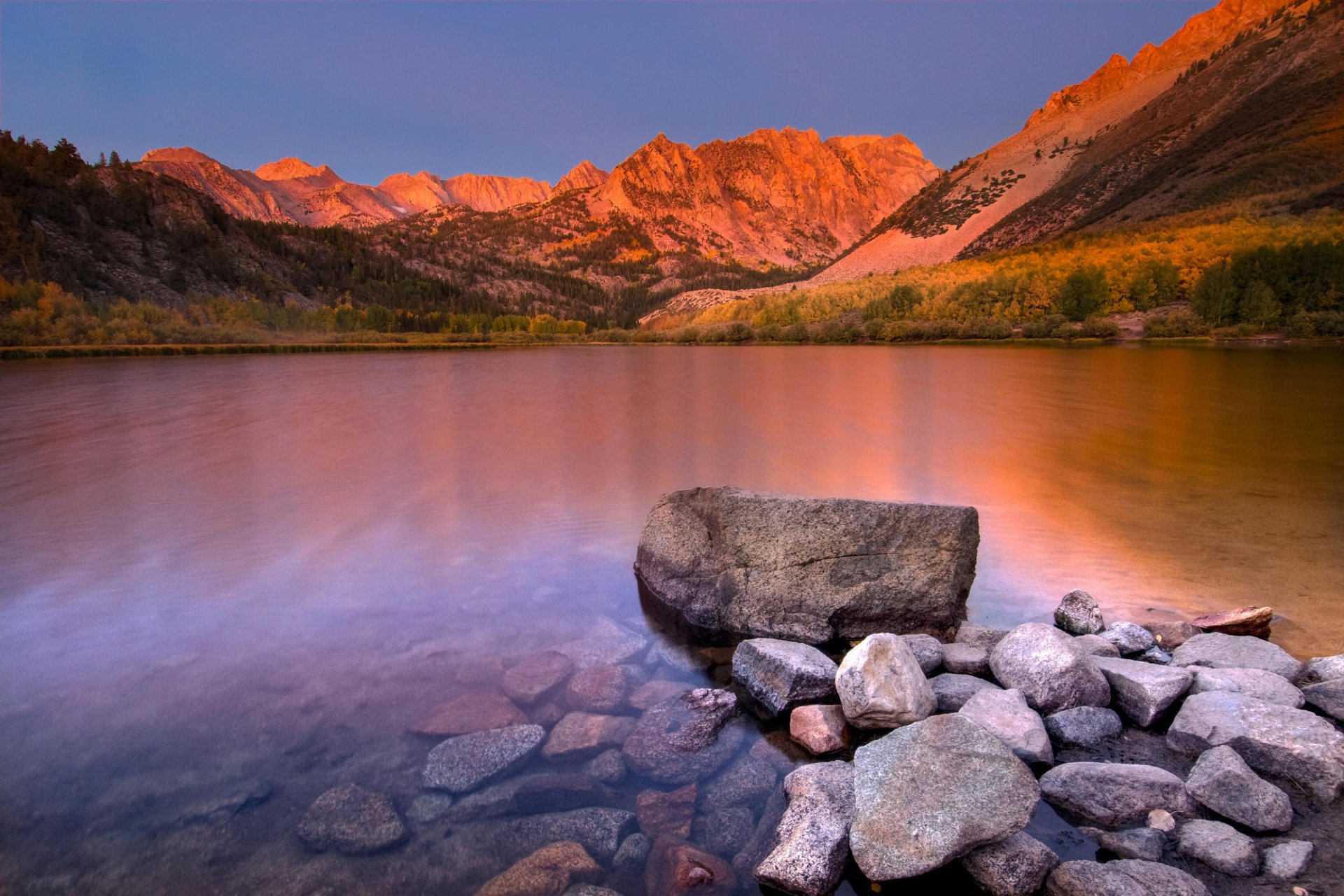 lake water sky nature