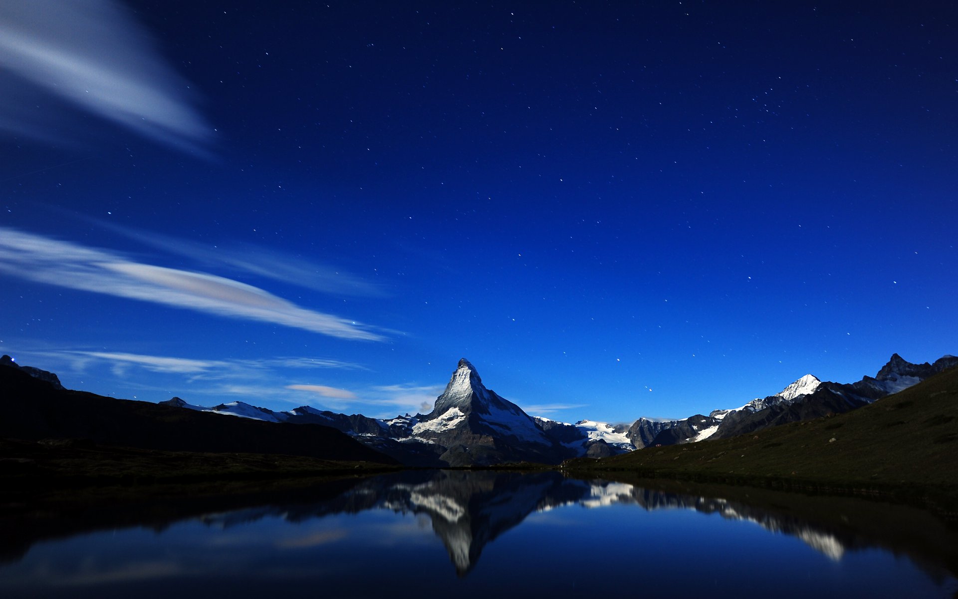 matterhorn mitternacht reflexion schweiz berge nacht