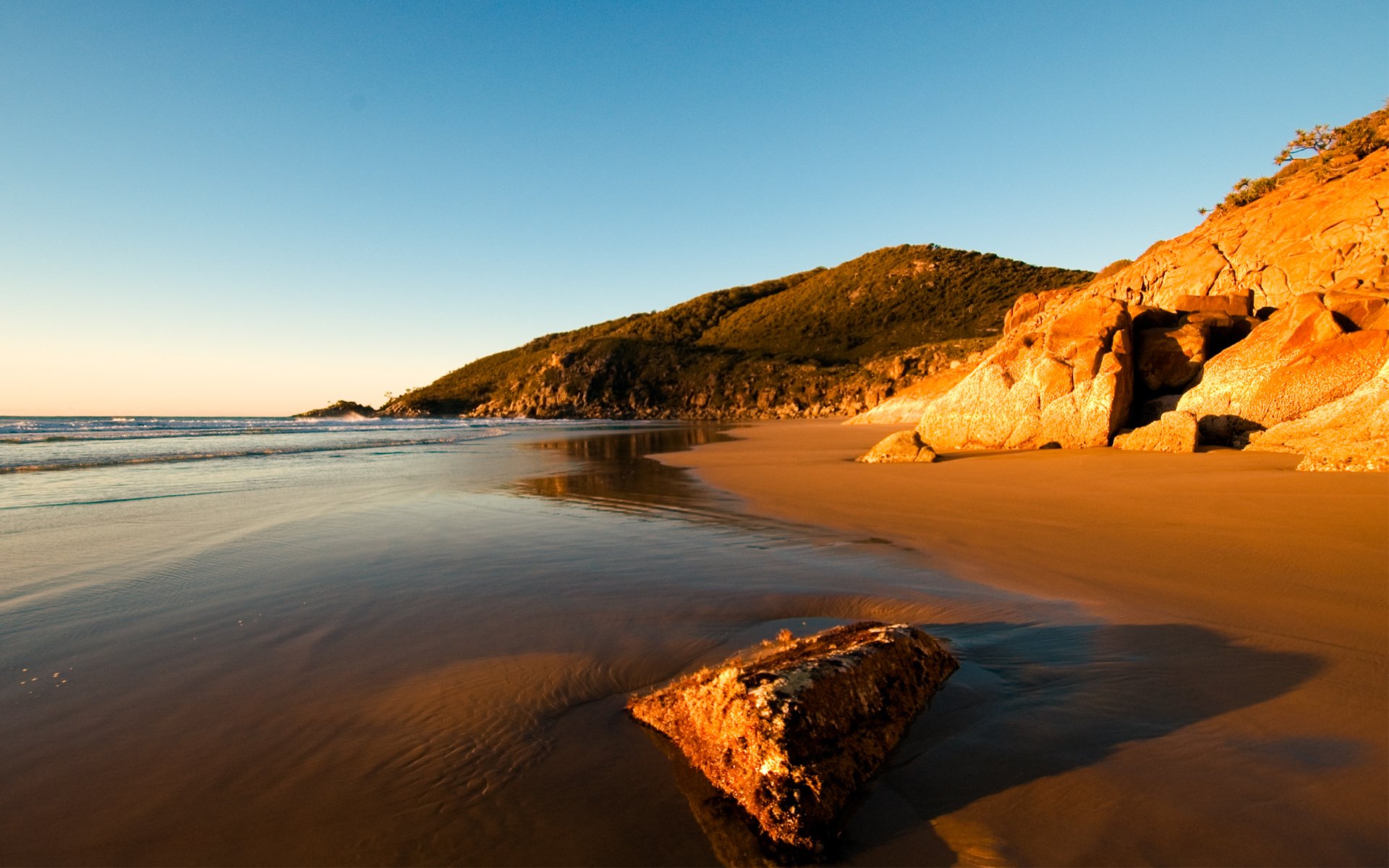 beach sea sky hills nature