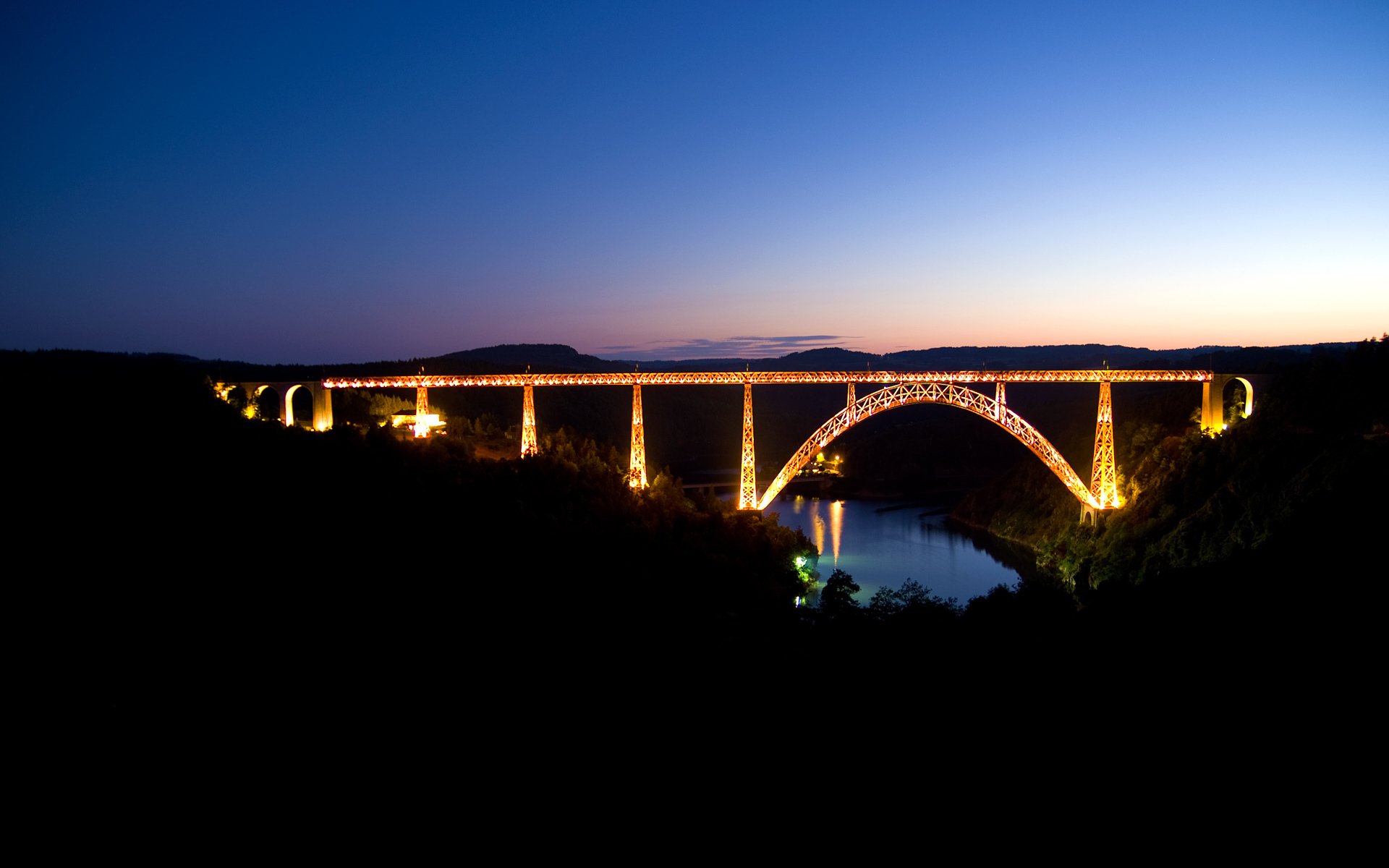 landscape bridge night sky lights water river road bridges view nature walls river