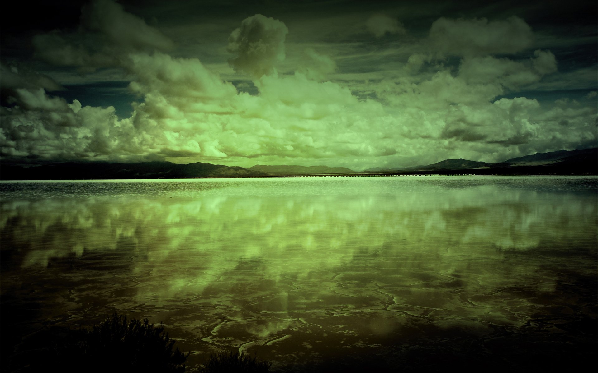 clouds darkness reflection lake