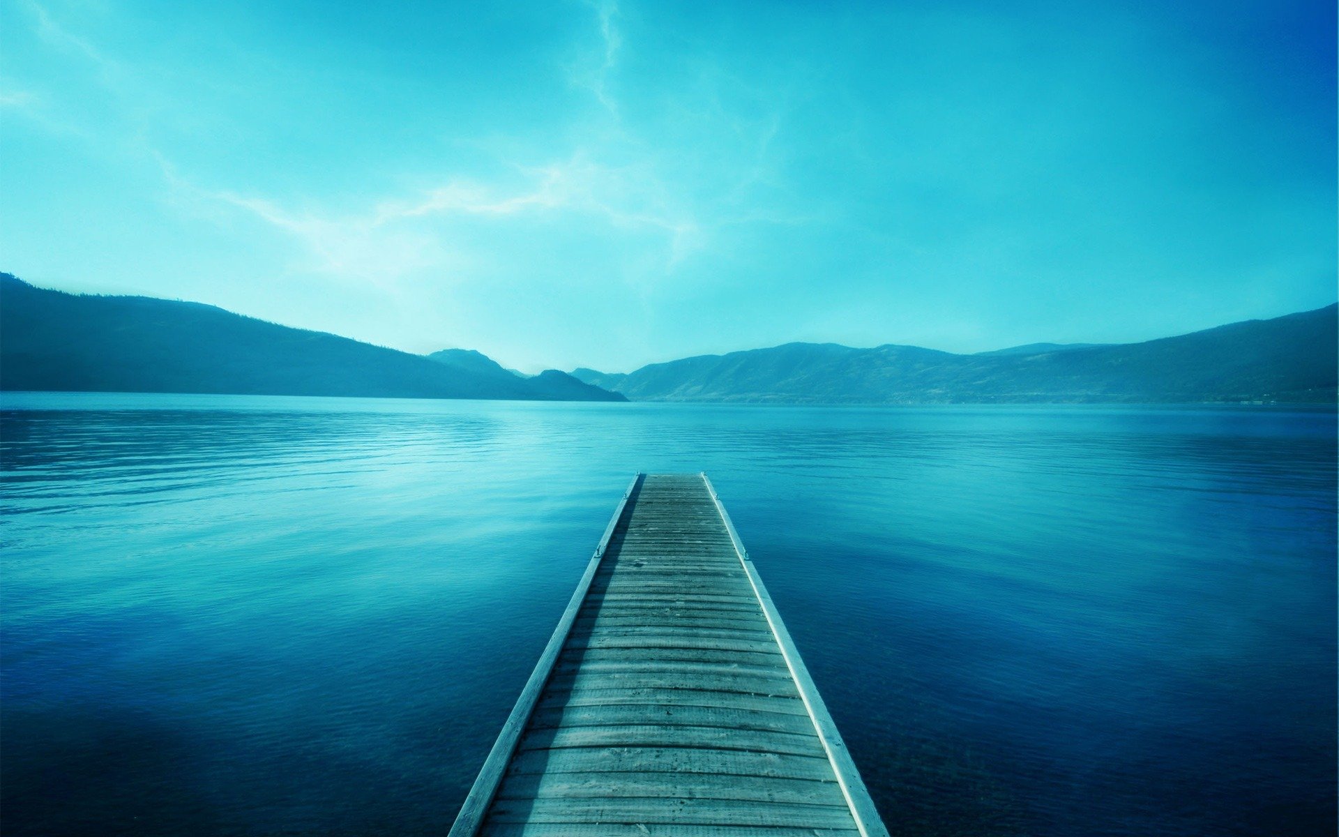 high quality good quality highres bridge lake mountain sky