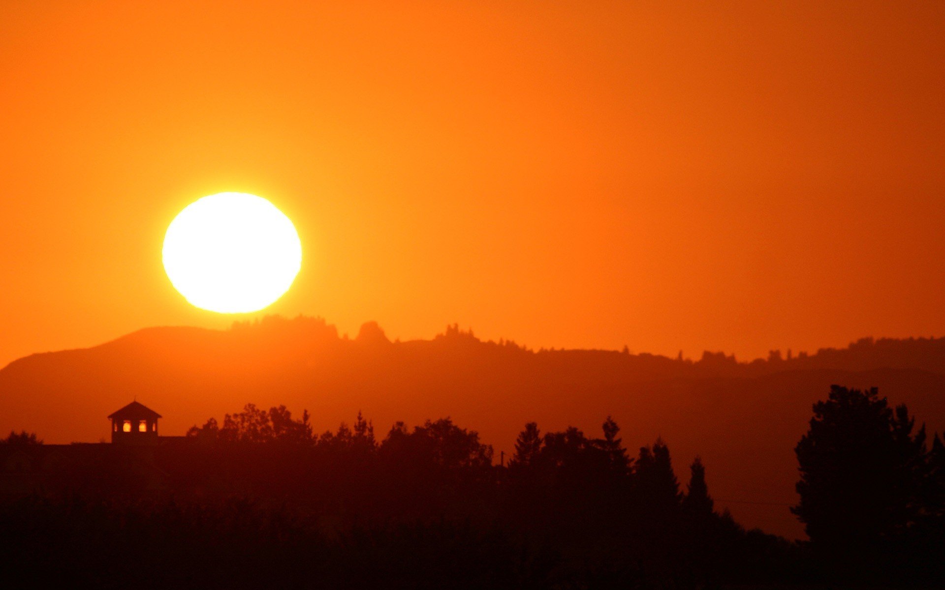 tramonto sole cielo sera casa alberi boschi