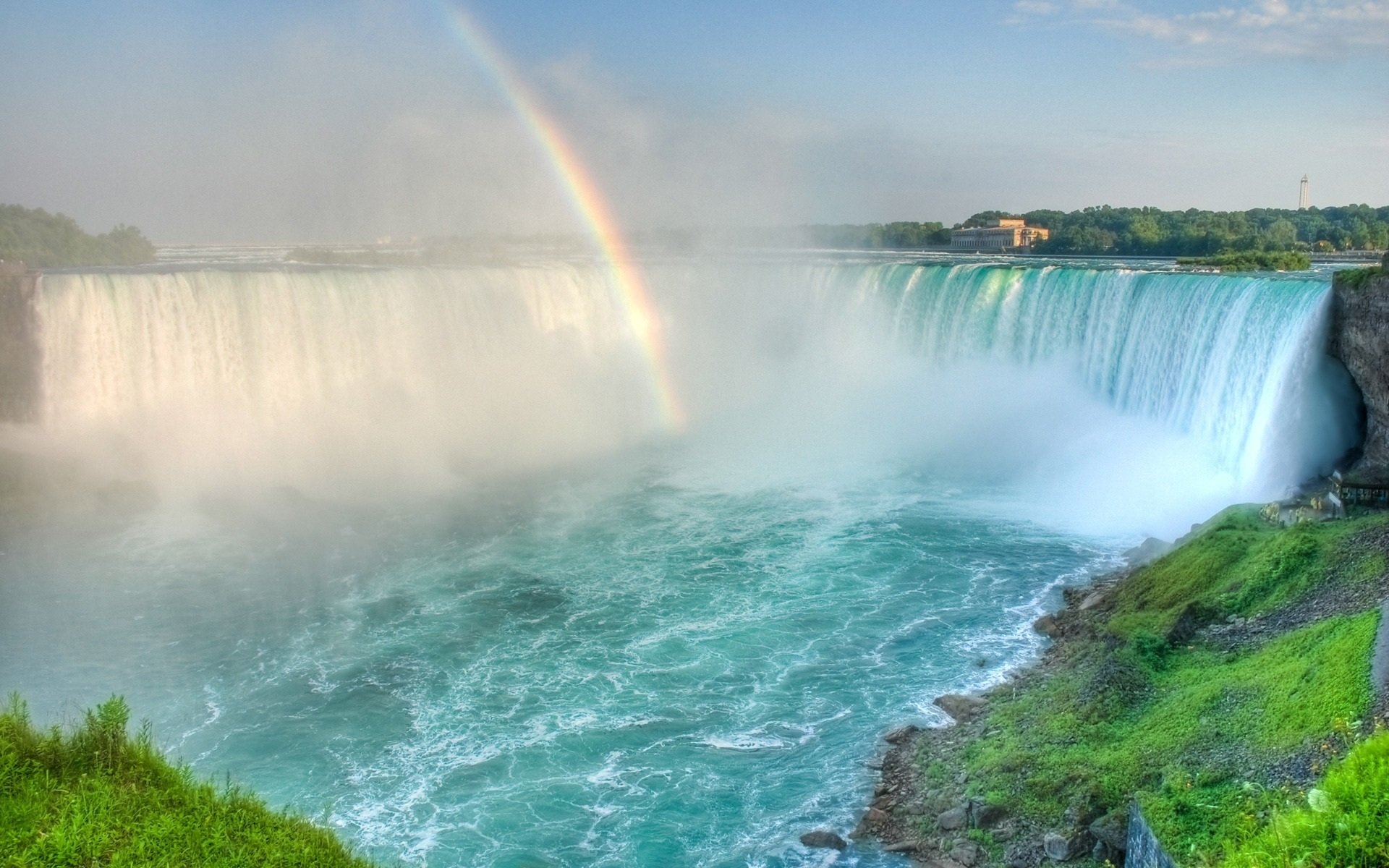 waterfall rainbow noise haze