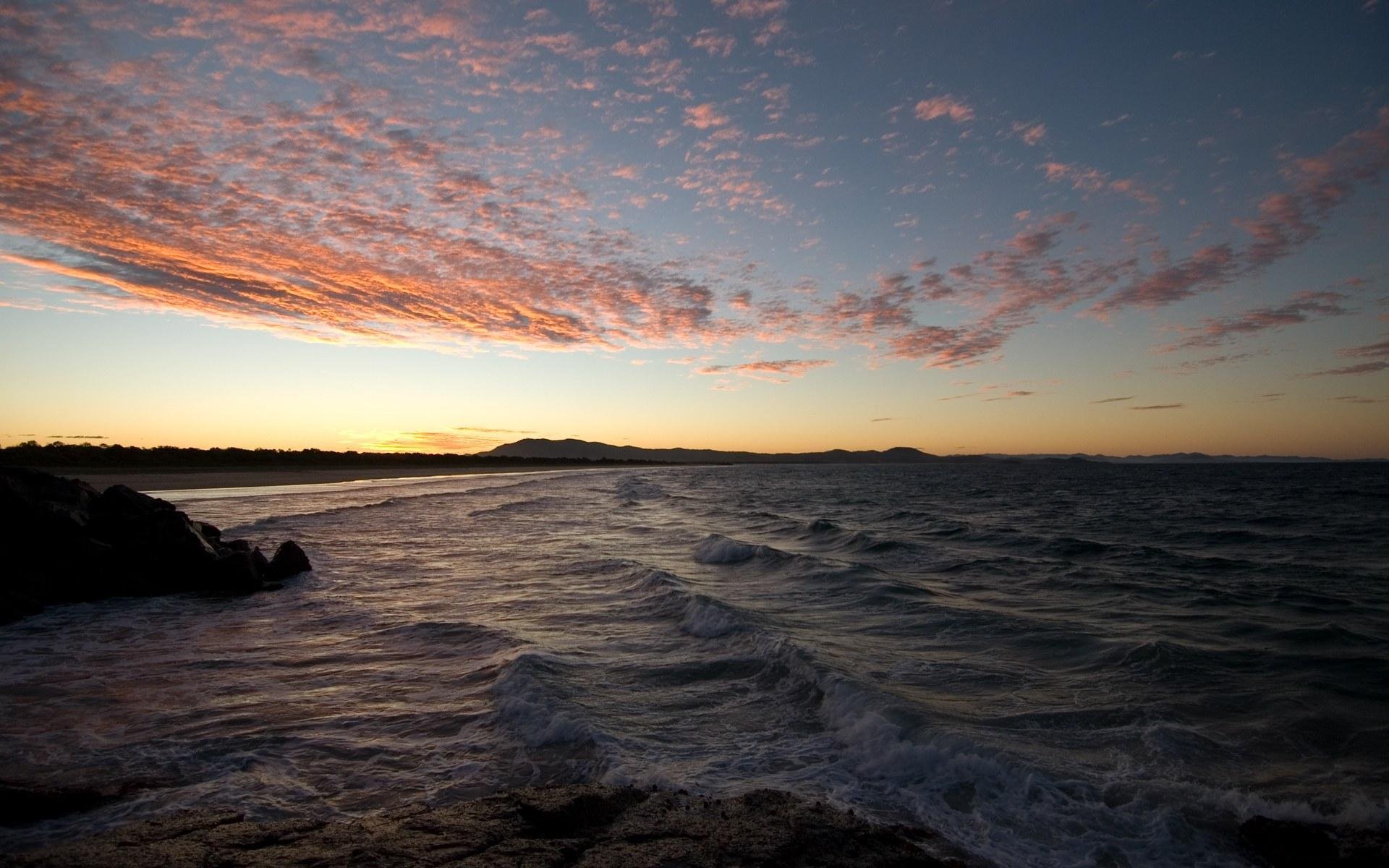 naturaleza paisaje tarde puesta de sol verano mar olas piedras