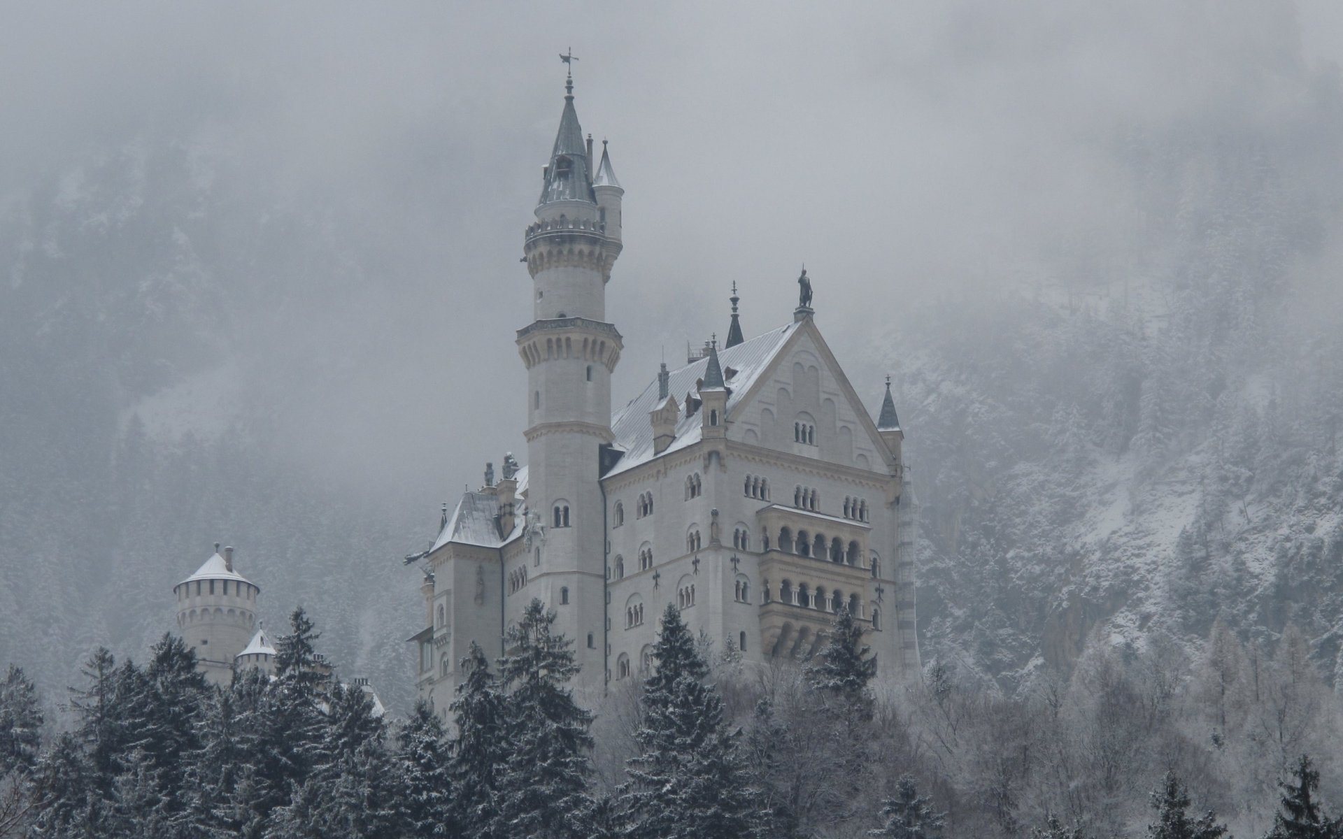 schloss winter schnee berge