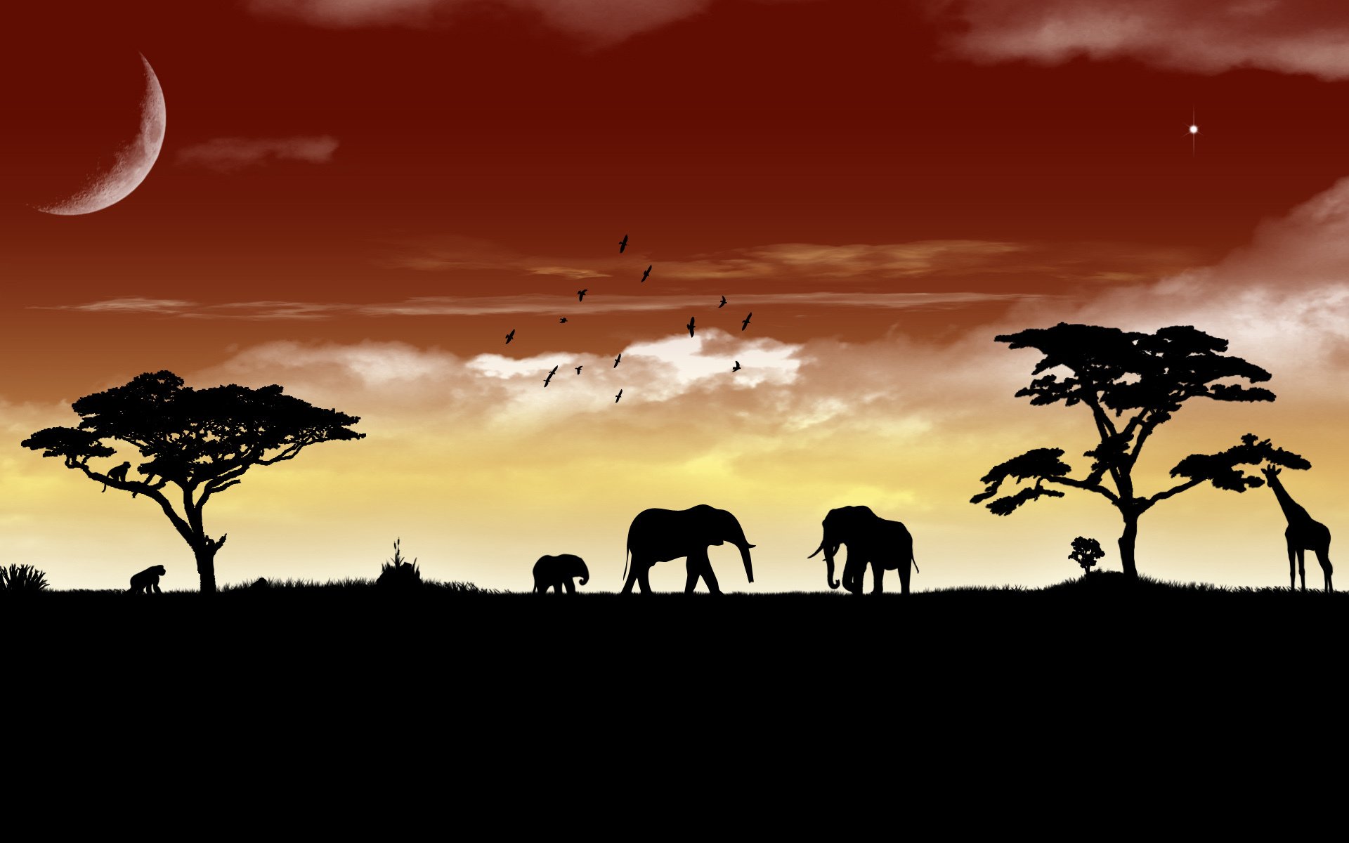 savanne landschaft tiere tiere himmel elefant