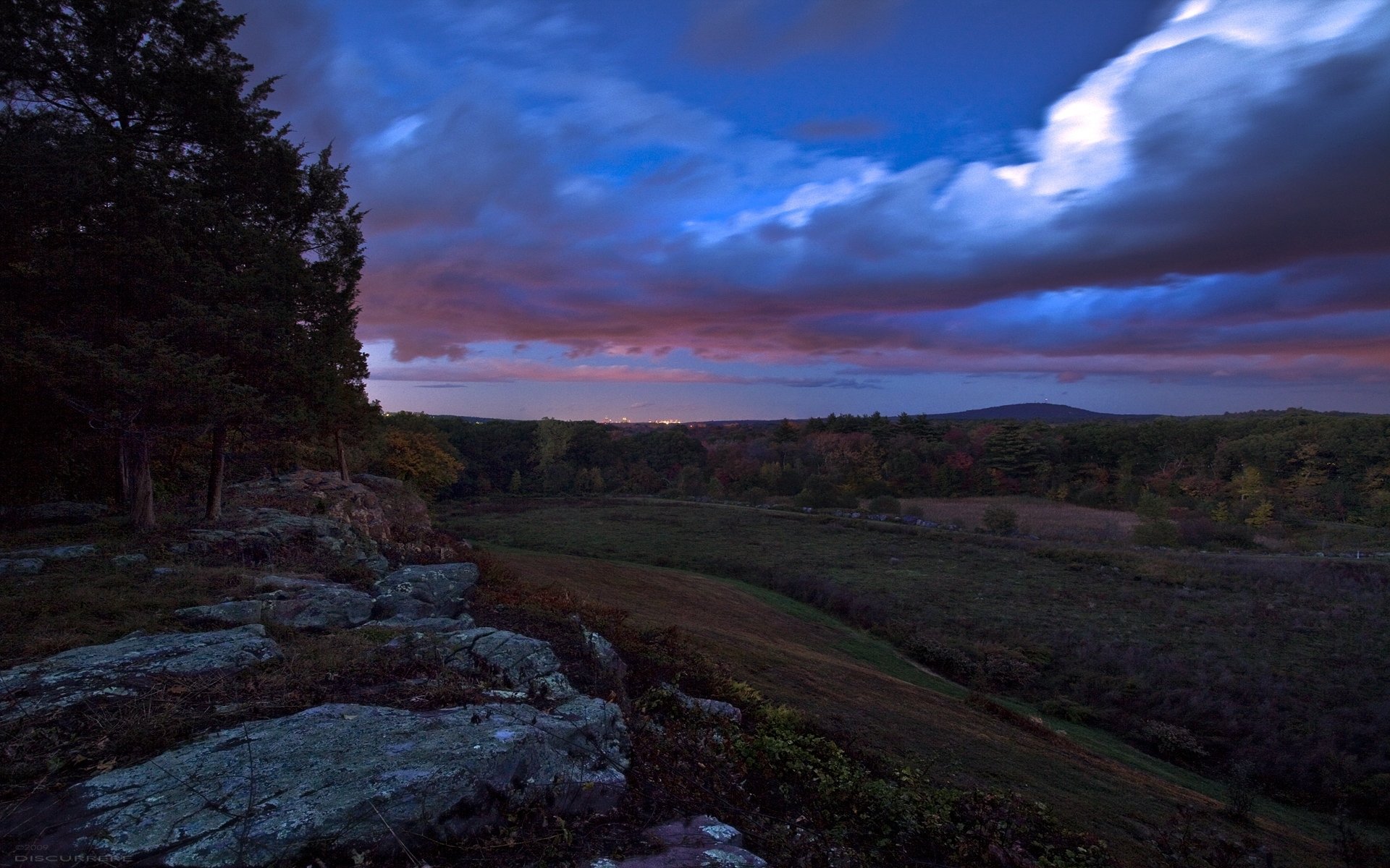 forêt pente collines soirée ciel