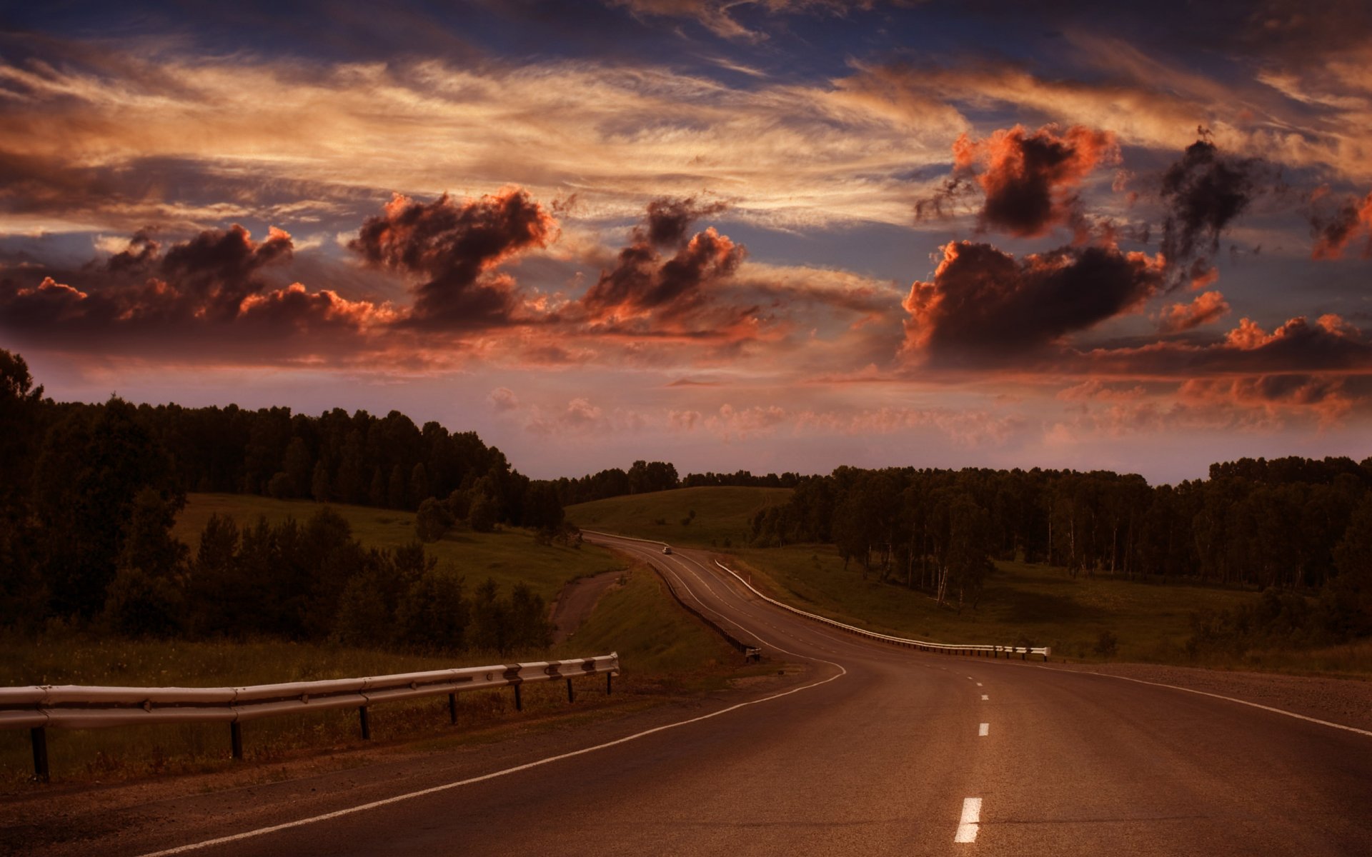 país carretera horizonte bosque cielo