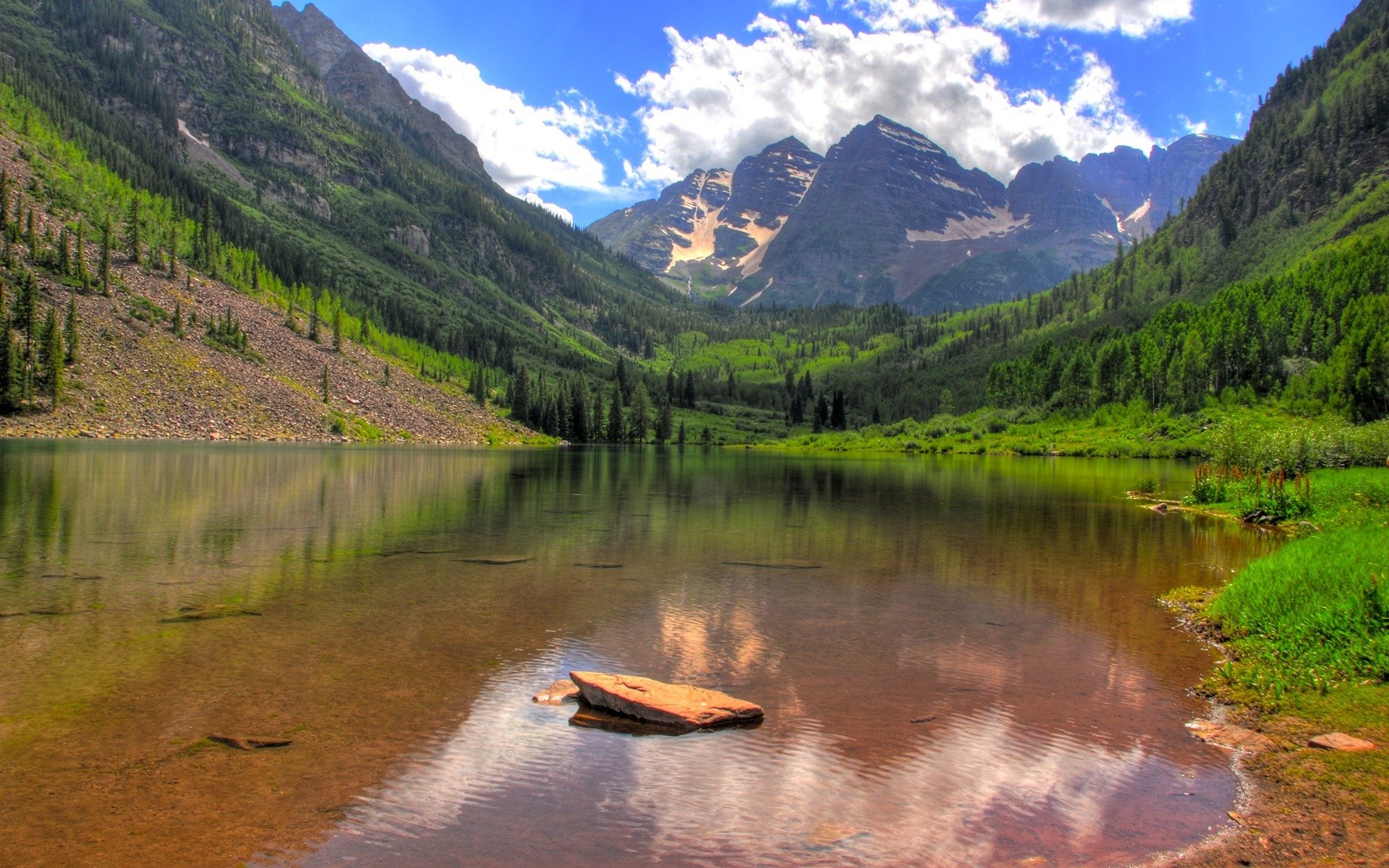 valley canyon stone lake water tree forest gra