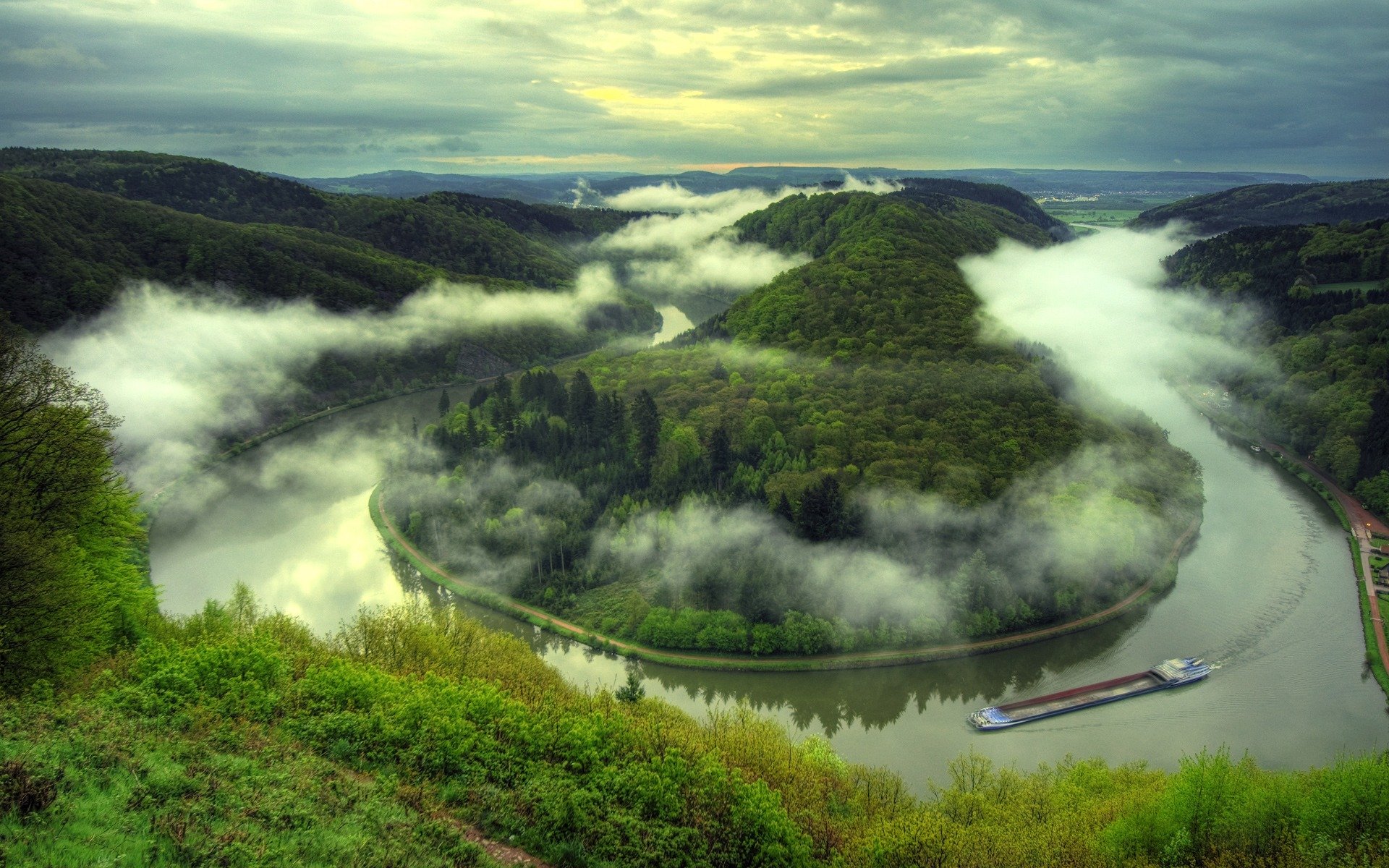 aarschleife paisaje barco río