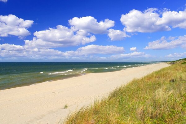 Sunny beach with white sand