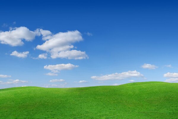 Grüne Hügel und Himmel mit Wolken