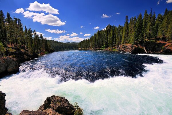 Stromschnellen des Flusses im Yellowstone National Park