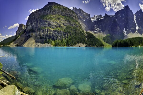 Acqua limpida del lago in montagna