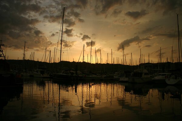 Boats in the harbor. The marina. Landscape