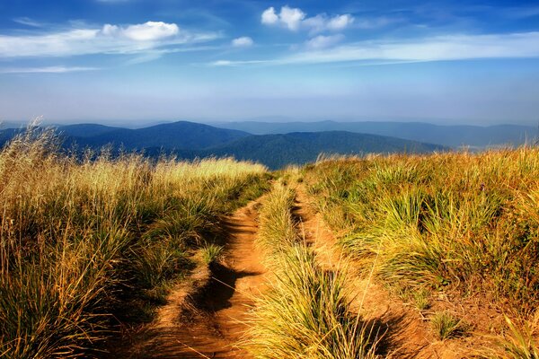 Dirt road in mountainous terrain