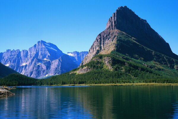 Mountain lake reflecting the sky