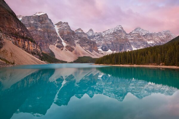 Landscape of a mountain clear turquoise lake