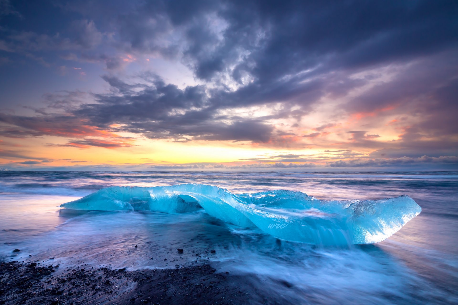 islandia niebo chmury morze surfowanie brzeg lód