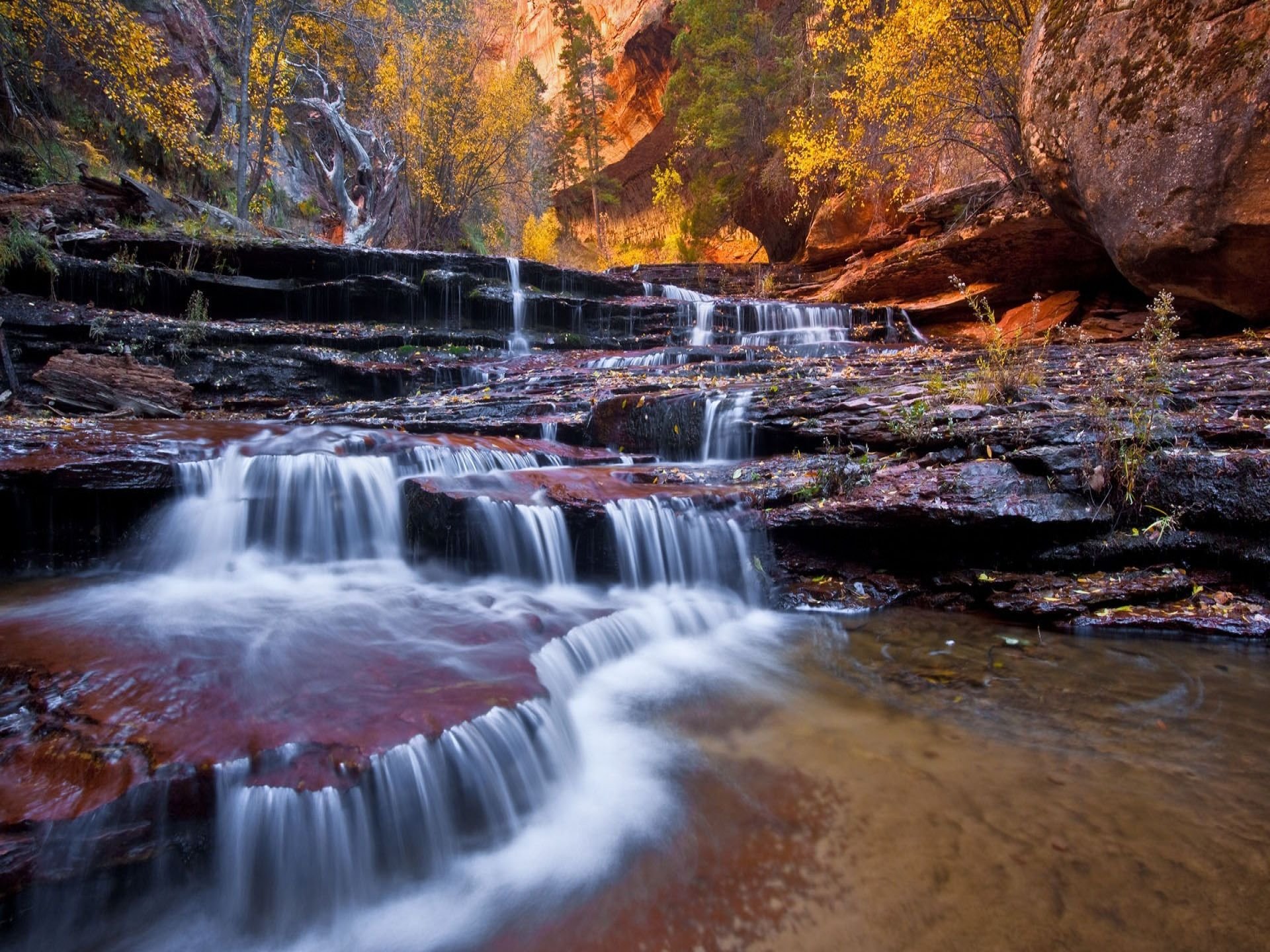 fluss wasserfall natur landschaft herbst felsen