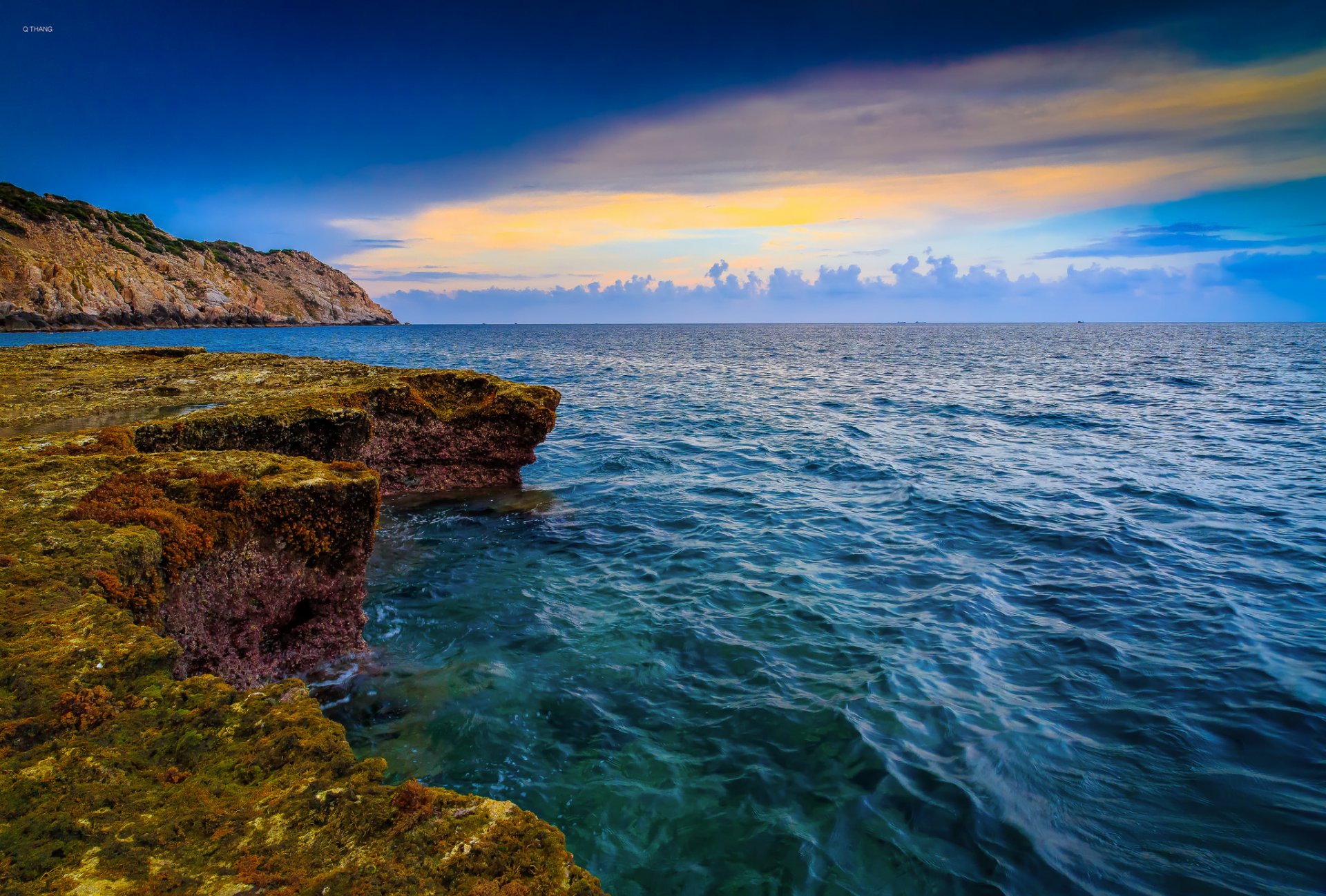 ky clouds sunset mountain rock sea