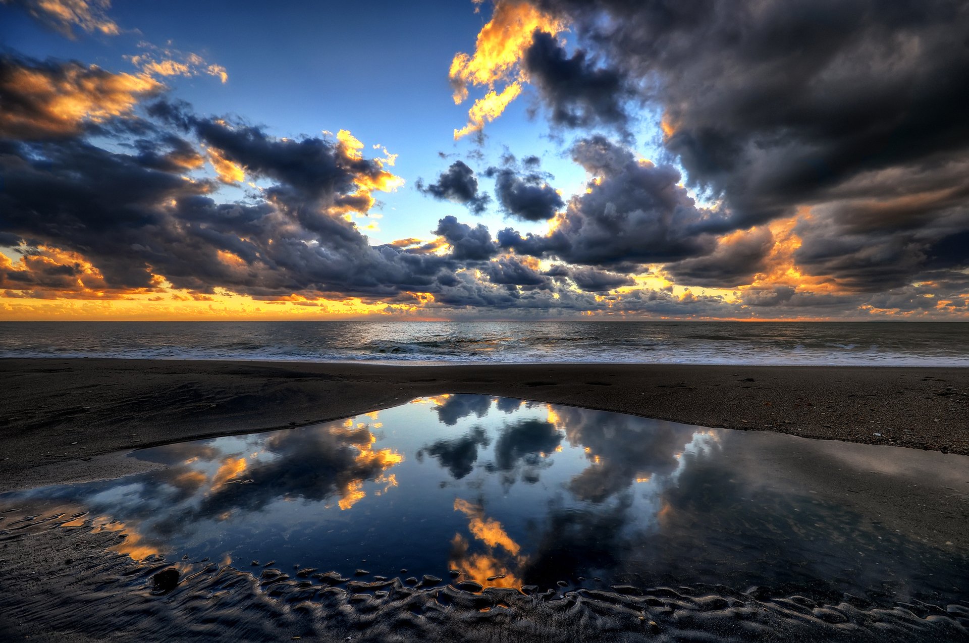 porto clementino italie ciel nuages mer réflexion soir coucher de soleil