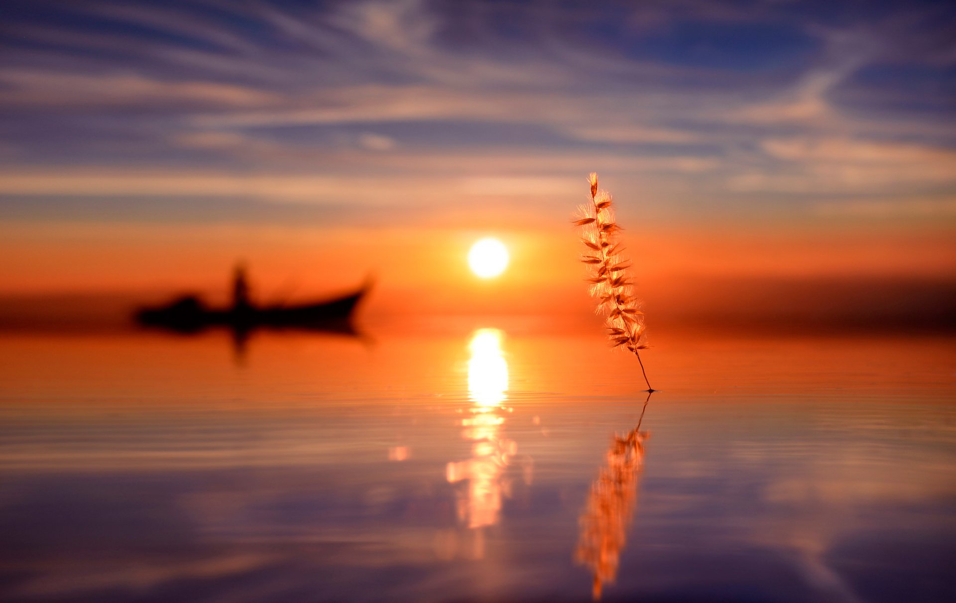 water boat silhouette blade sun reflection