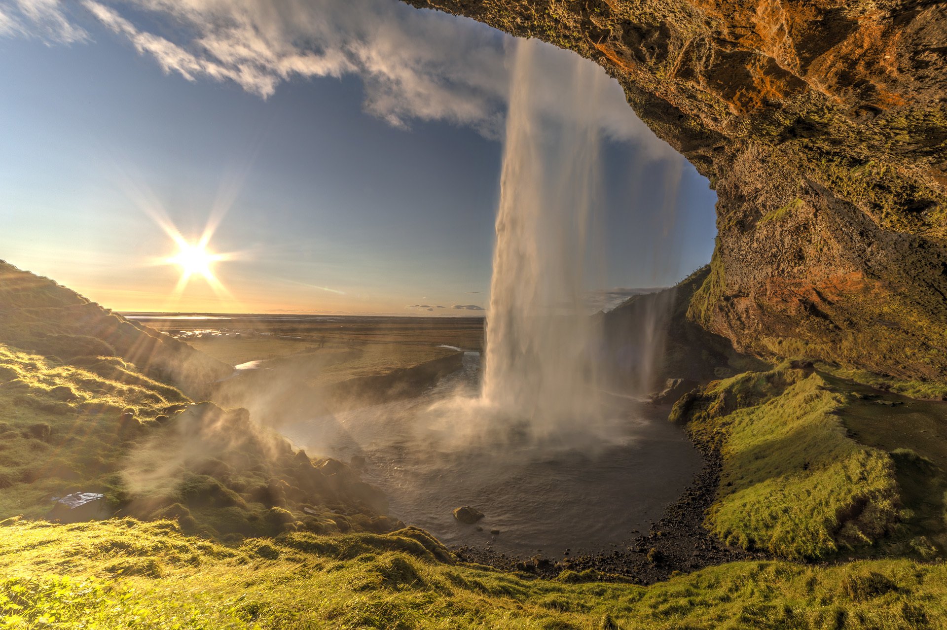 roccia cascata lago sole