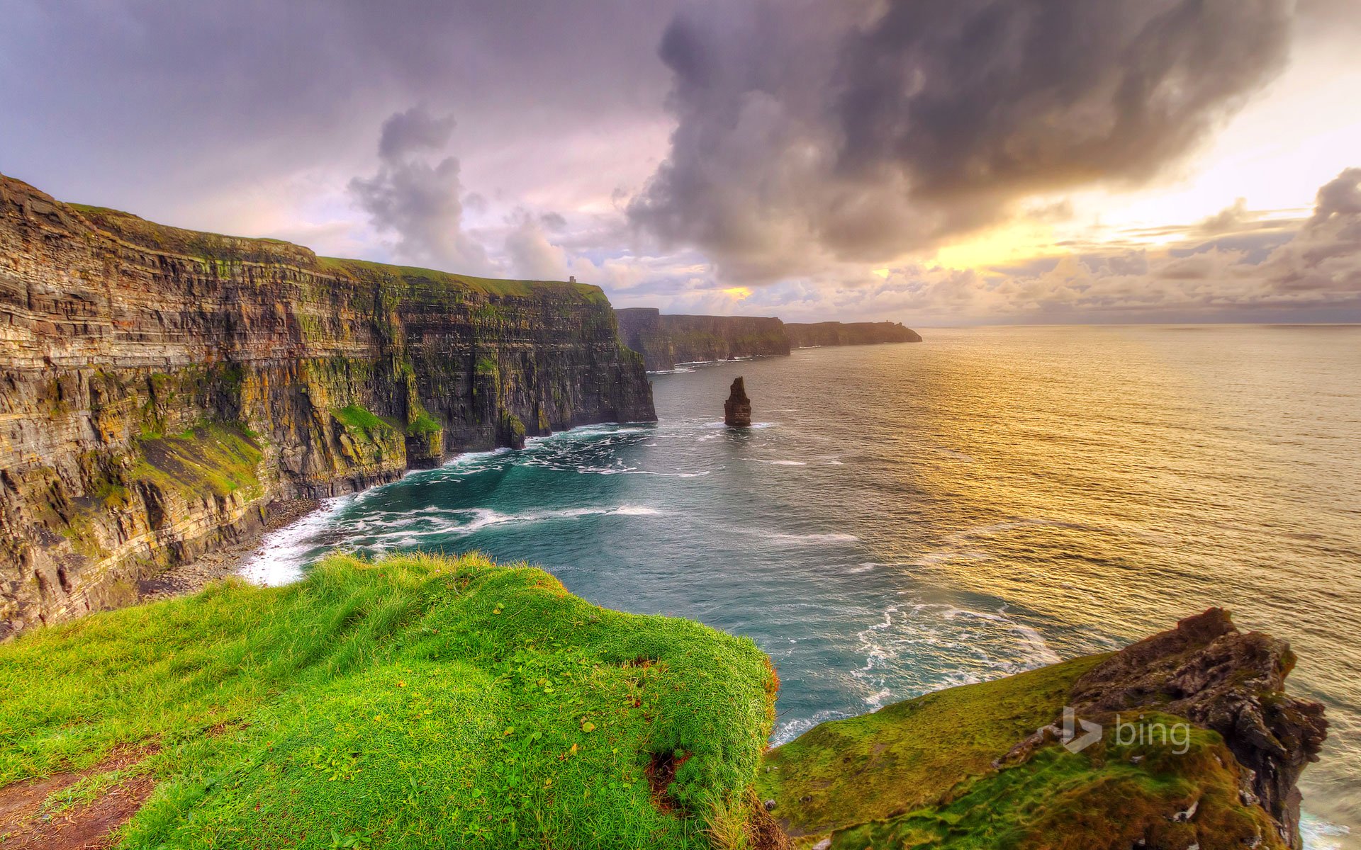 irlanda condado de clare moher puesta de sol rocas mar