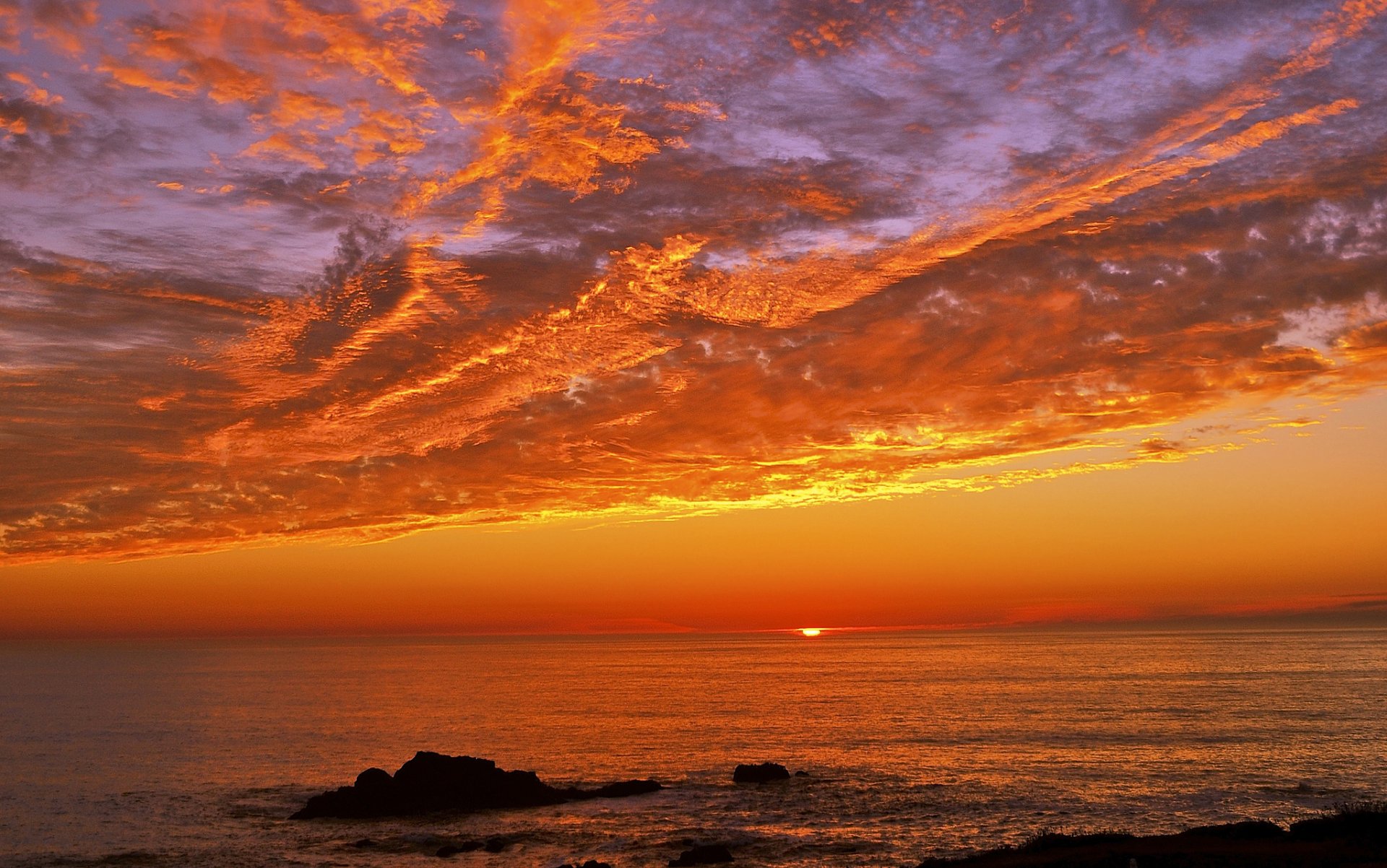 ky clouds sunset sun sea horizon