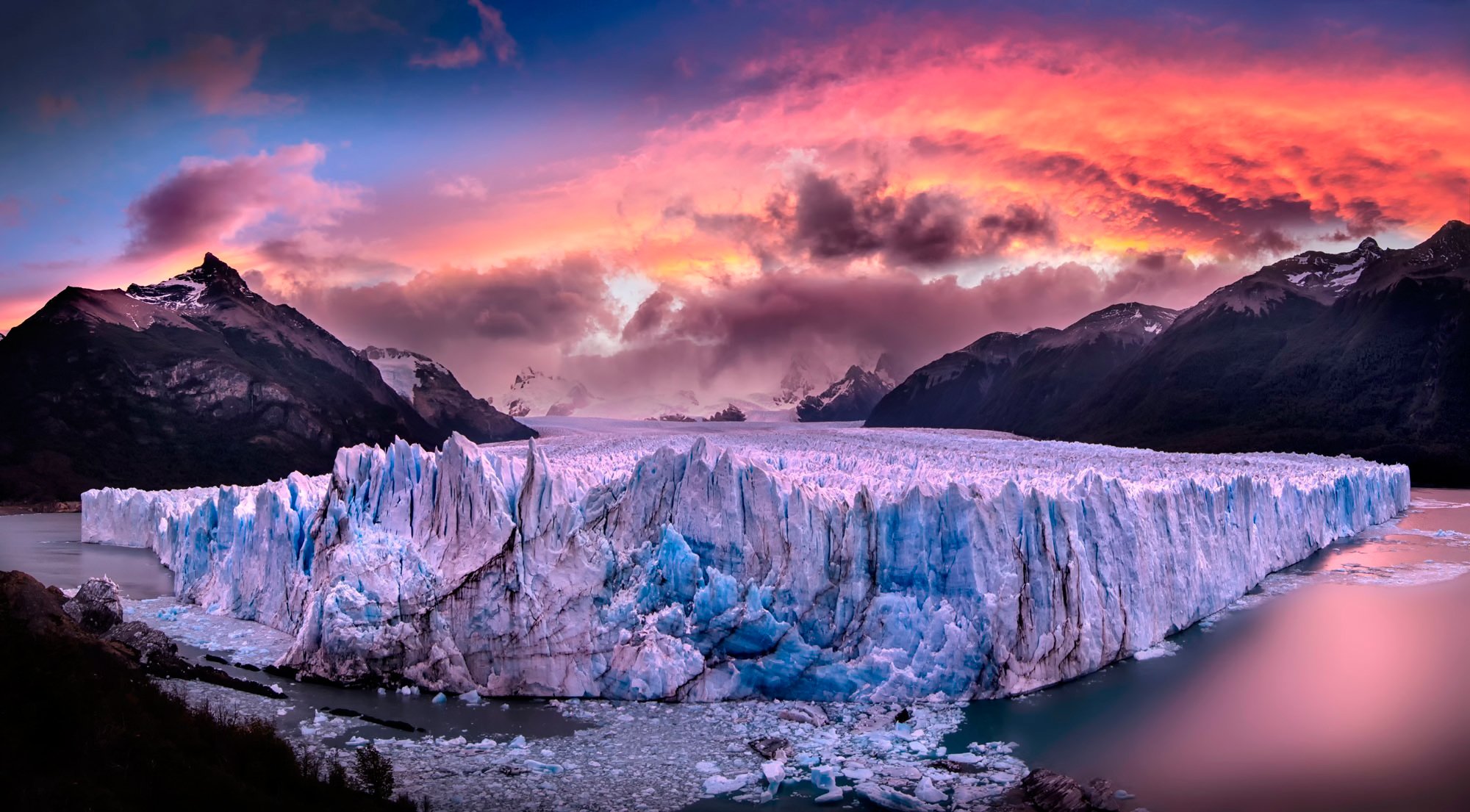 gletscher berge himmel wolken