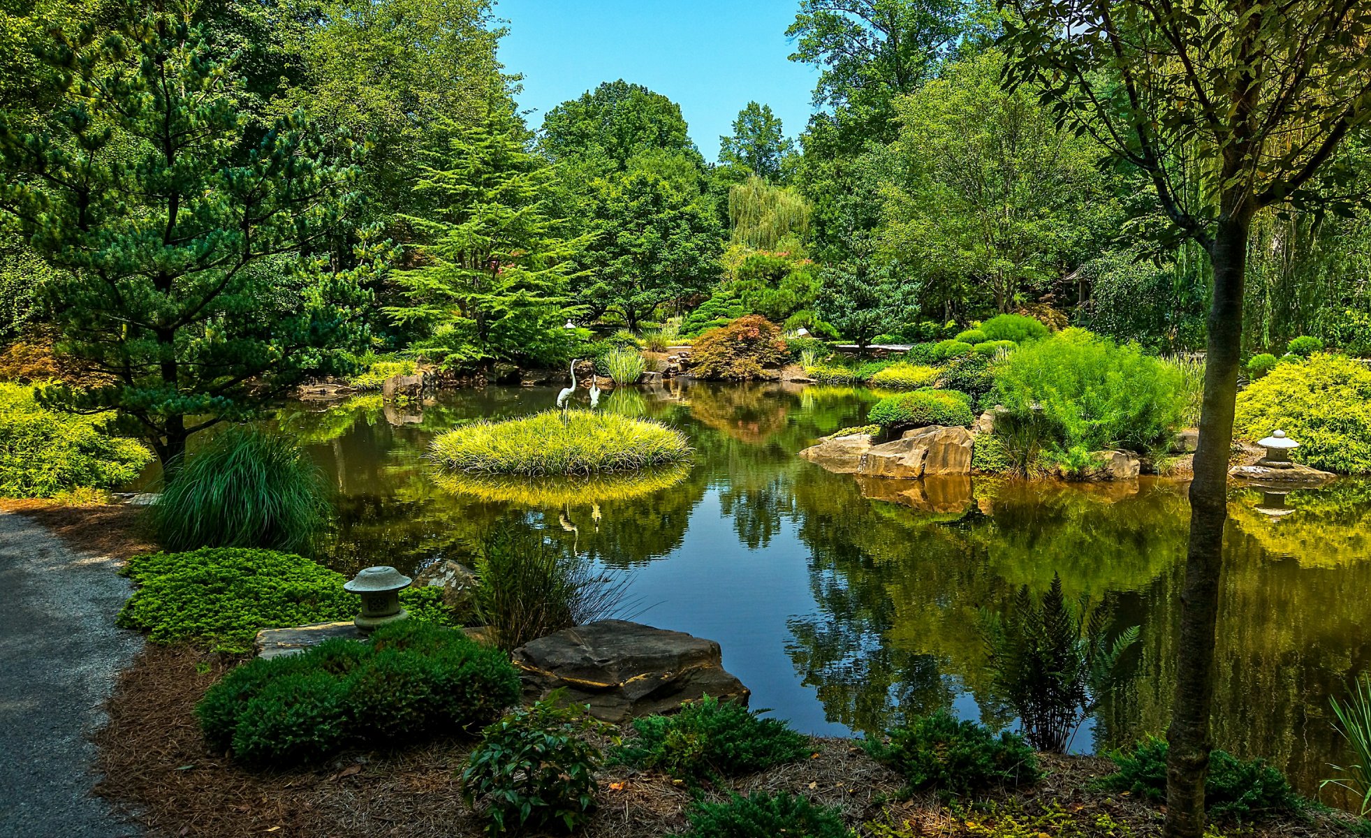 usa park teich tragendes land gibbs gärten steine wasser grüns bäume